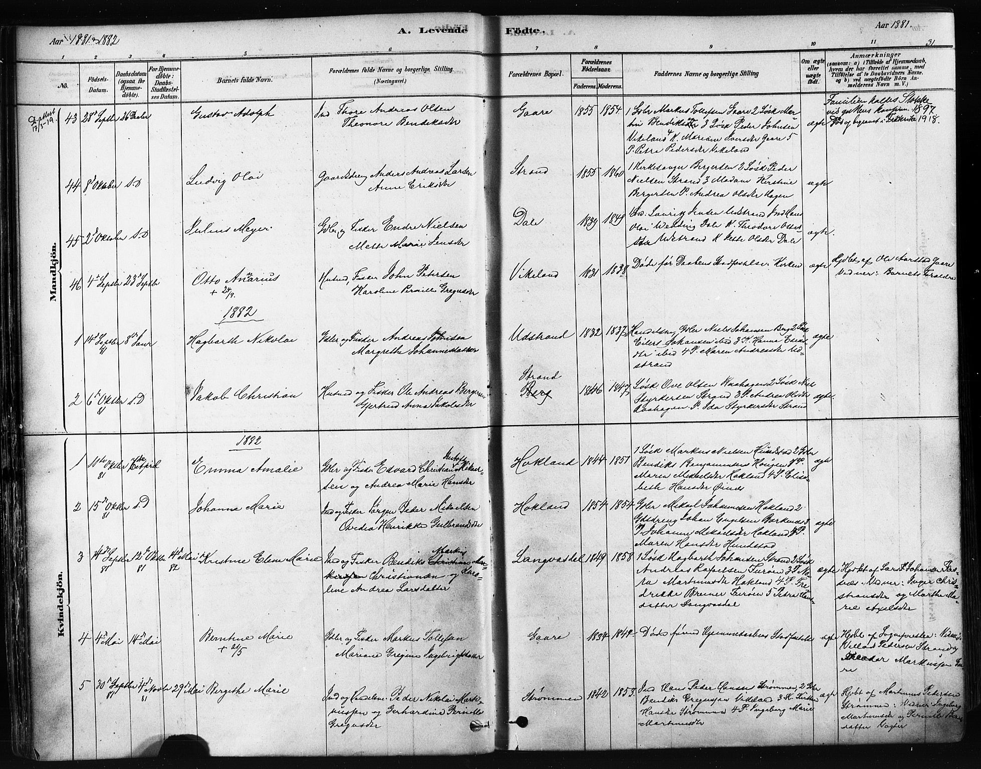 Kvæfjord sokneprestkontor, SATØ/S-1323/G/Ga/Gaa/L0005kirke: Parish register (official) no. 5, 1878-1894, p. 31