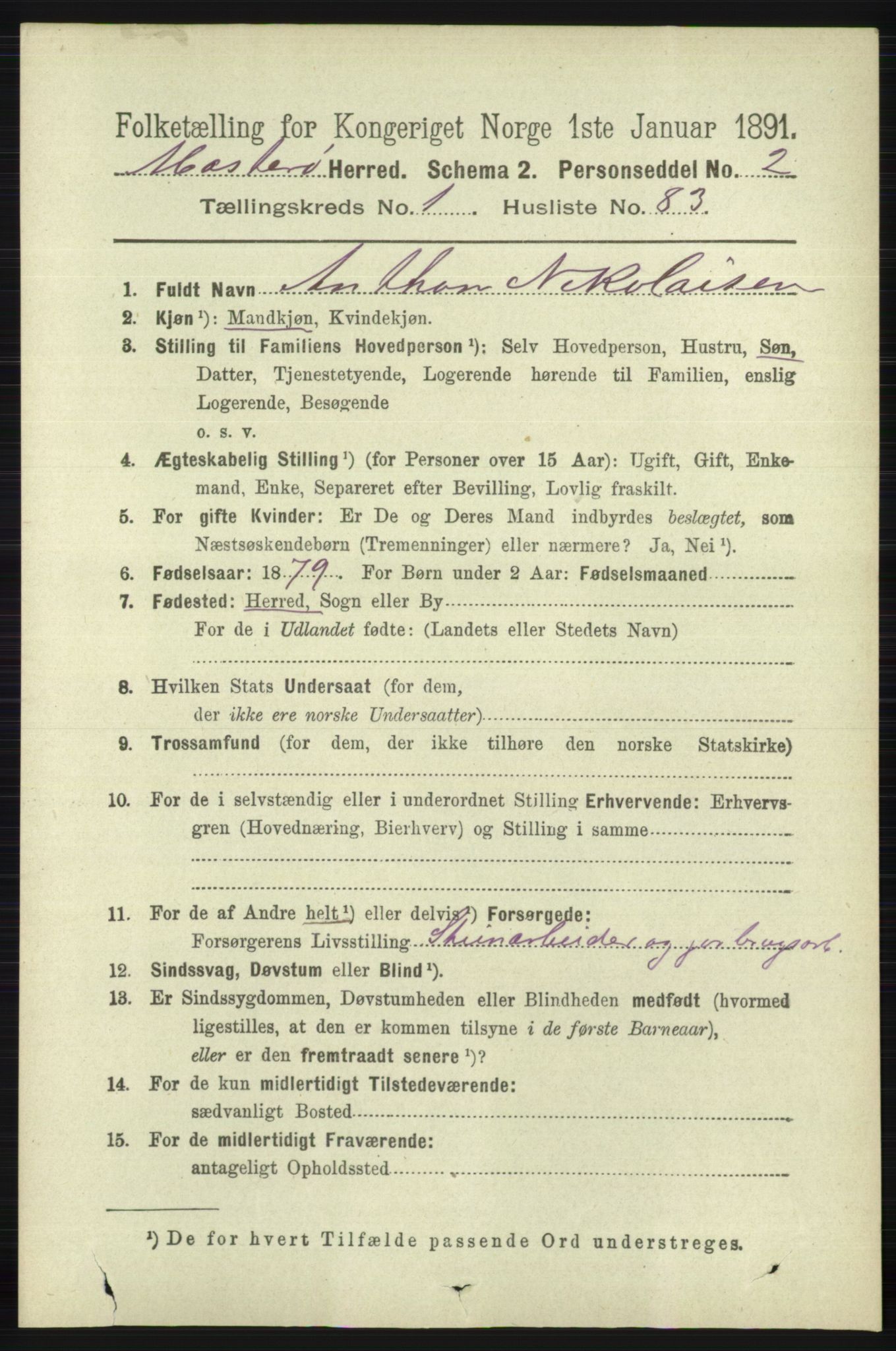 RA, 1891 census for 1143 Mosterøy, 1891, p. 559