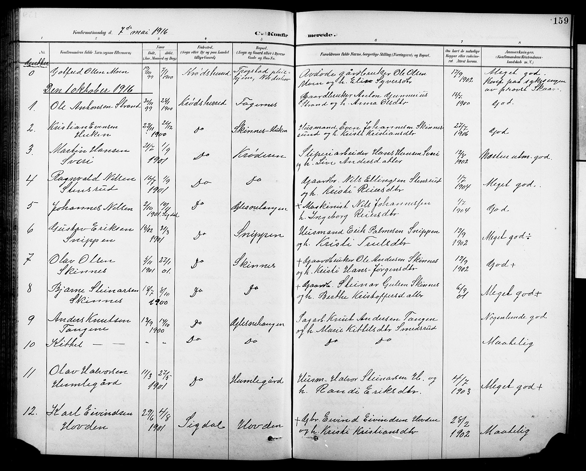 Krødsherad kirkebøker, SAKO/A-19/G/Ga/L0002: Parish register (copy) no. 2, 1894-1918, p. 159