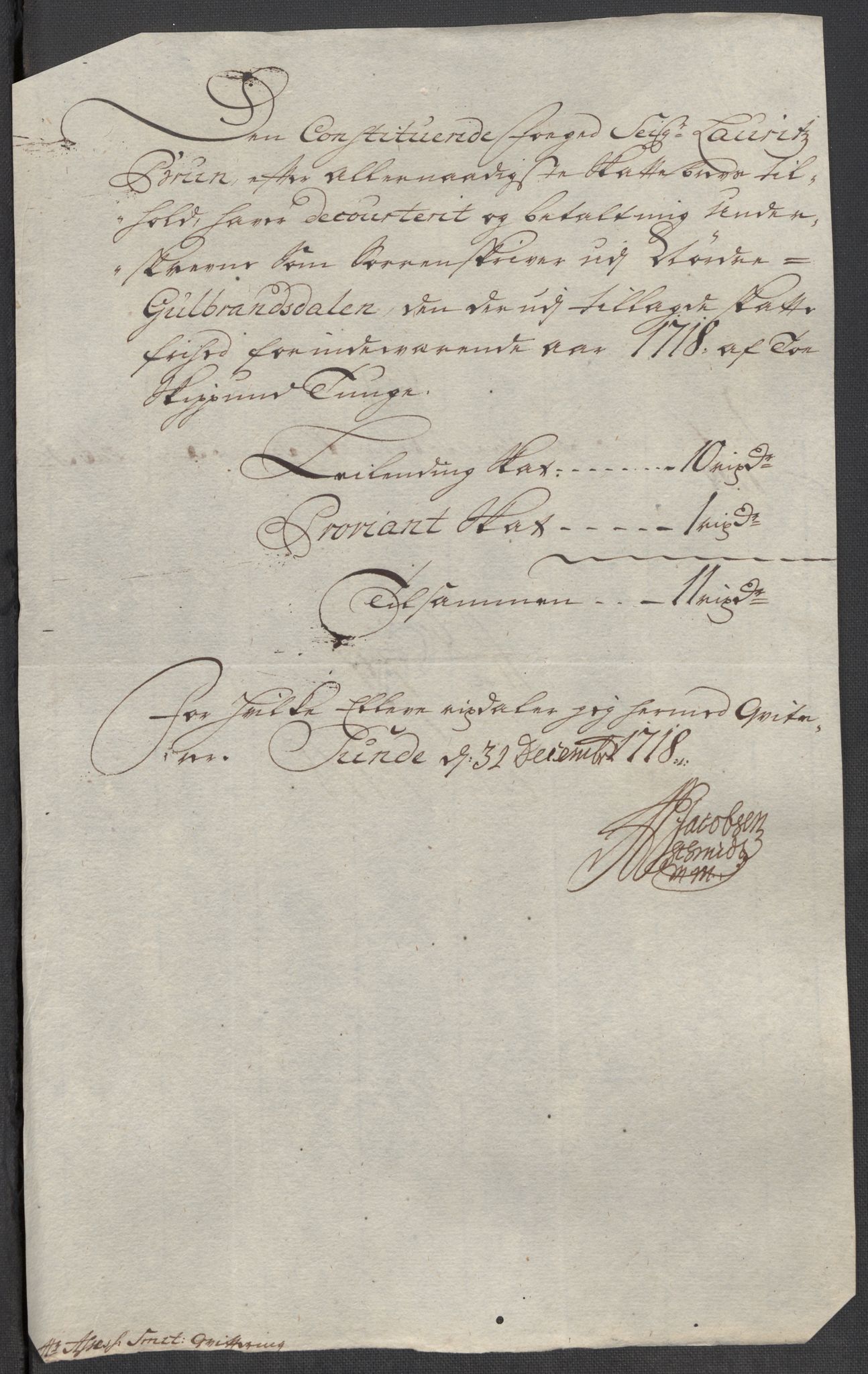 Rentekammeret inntil 1814, Reviderte regnskaper, Fogderegnskap, AV/RA-EA-4092/R17/L1188: Fogderegnskap Gudbrandsdal, 1718, p. 171