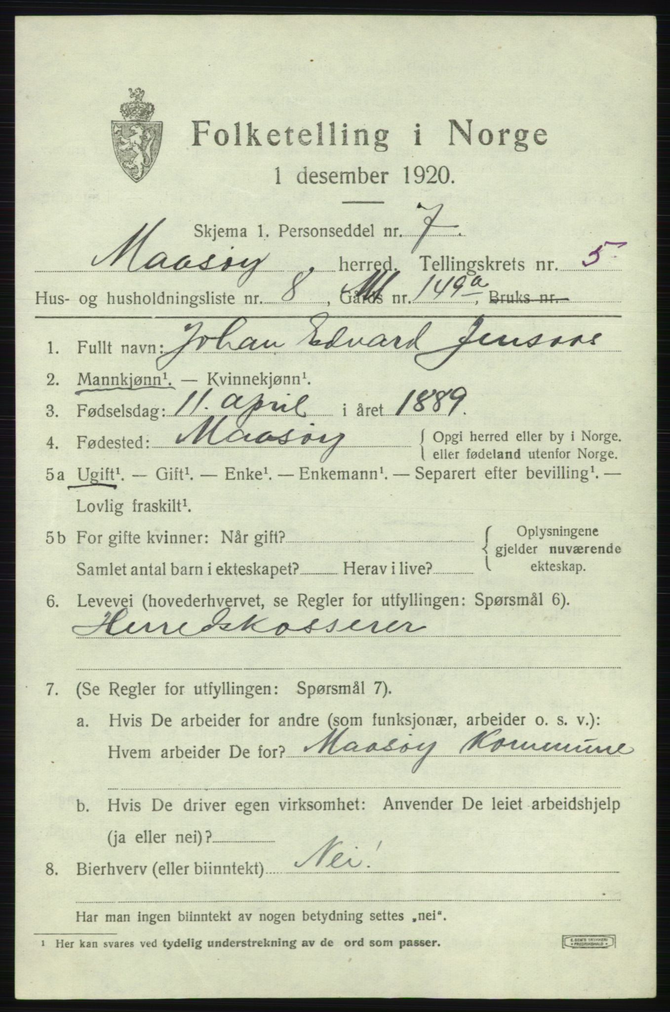 SATØ, 1920 census for Måsøy, 1920, p. 2424