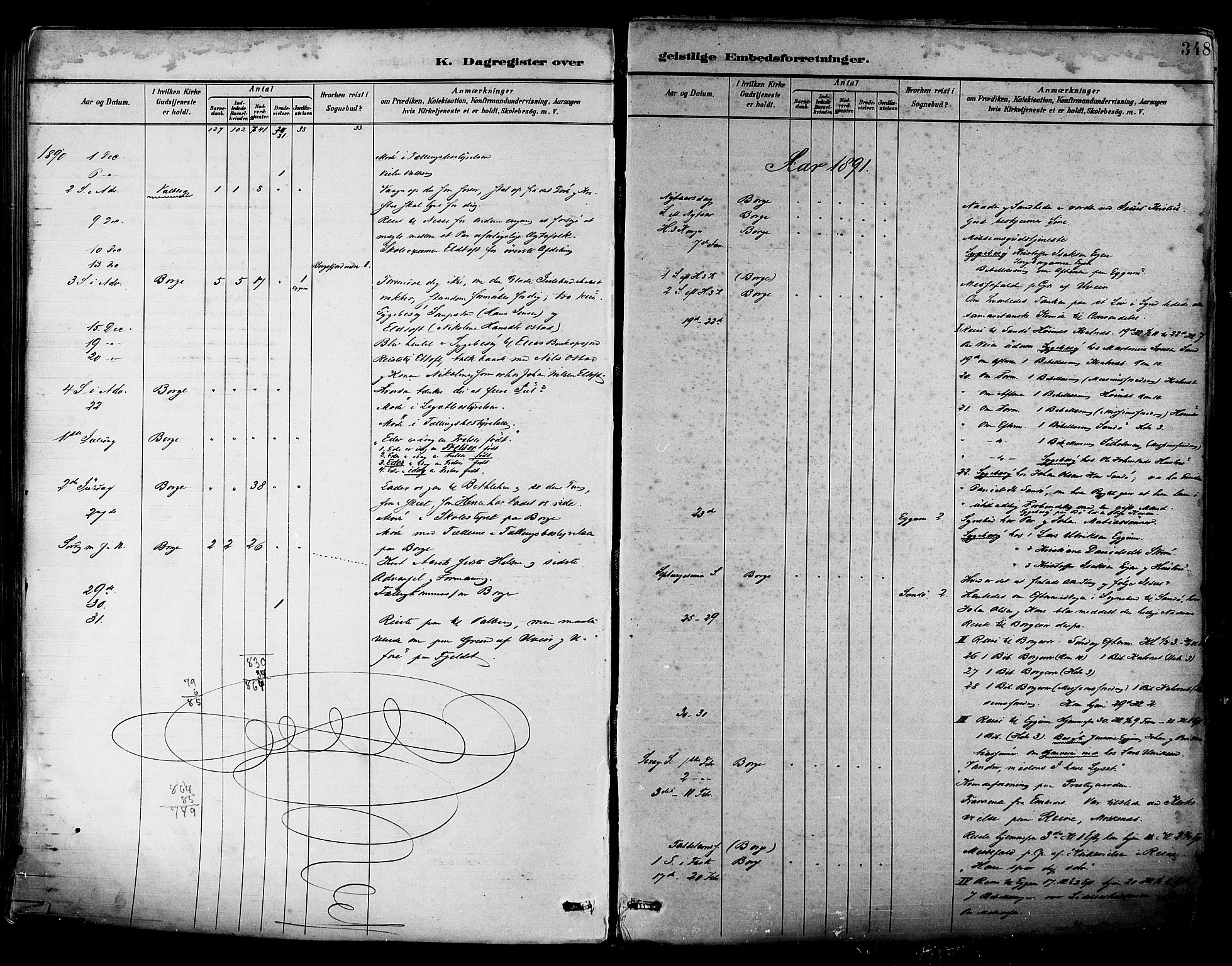 Ministerialprotokoller, klokkerbøker og fødselsregistre - Nordland, SAT/A-1459/880/L1133: Parish register (official) no. 880A07, 1888-1898, p. 348