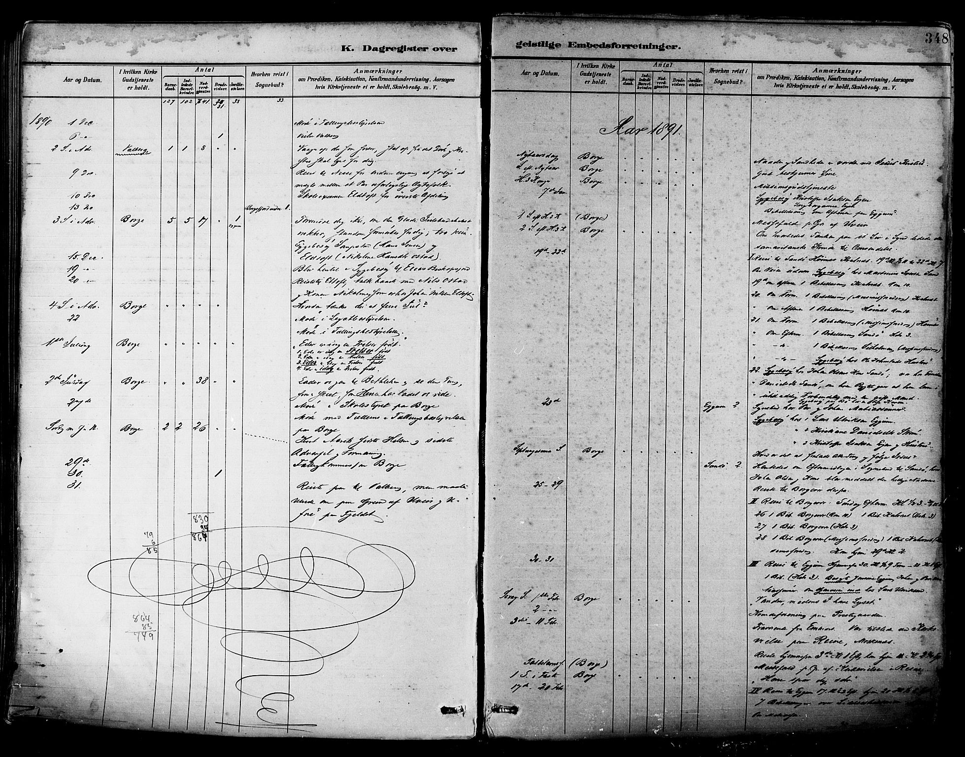 Ministerialprotokoller, klokkerbøker og fødselsregistre - Nordland, AV/SAT-A-1459/880/L1133: Parish register (official) no. 880A07, 1888-1898, p. 348