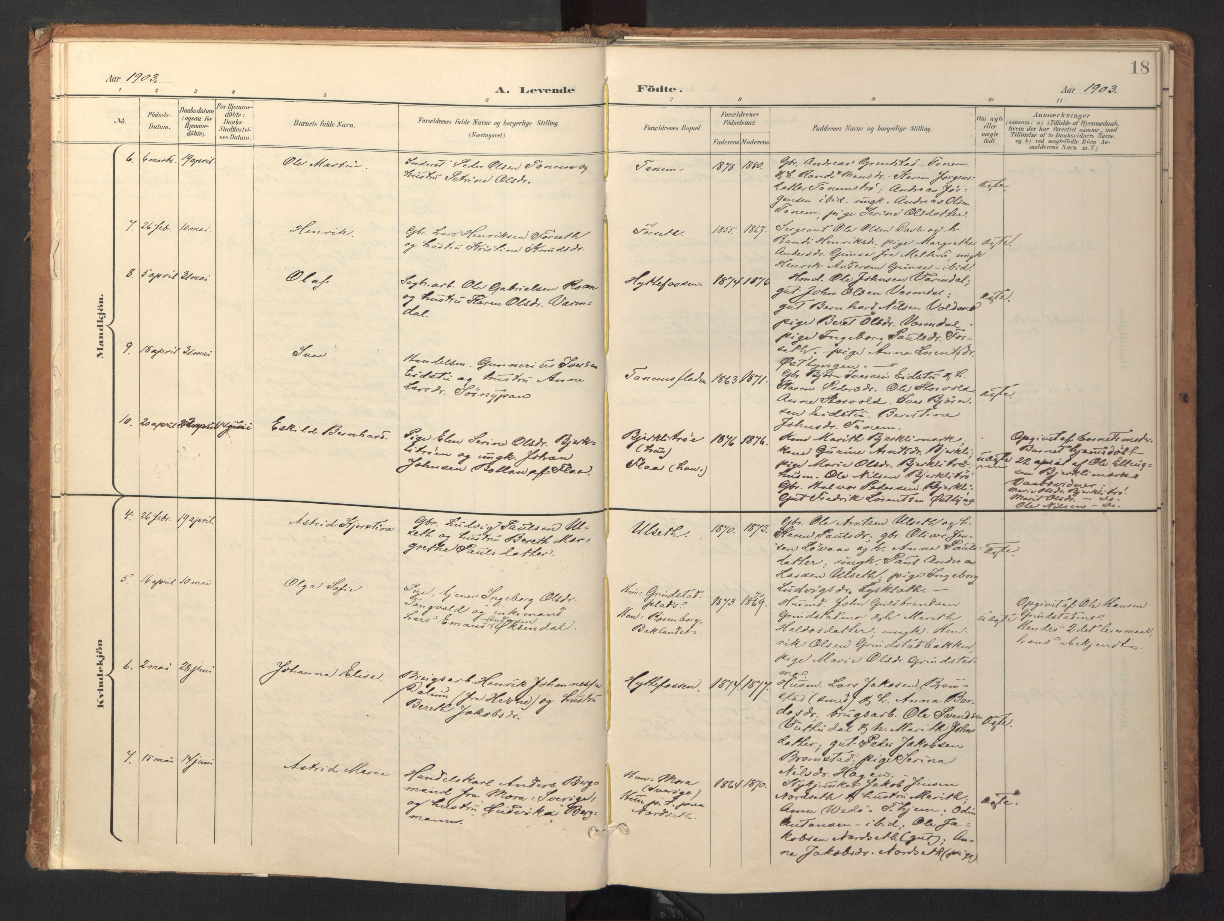 Ministerialprotokoller, klokkerbøker og fødselsregistre - Sør-Trøndelag, SAT/A-1456/618/L0448: Parish register (official) no. 618A11, 1898-1916, p. 18