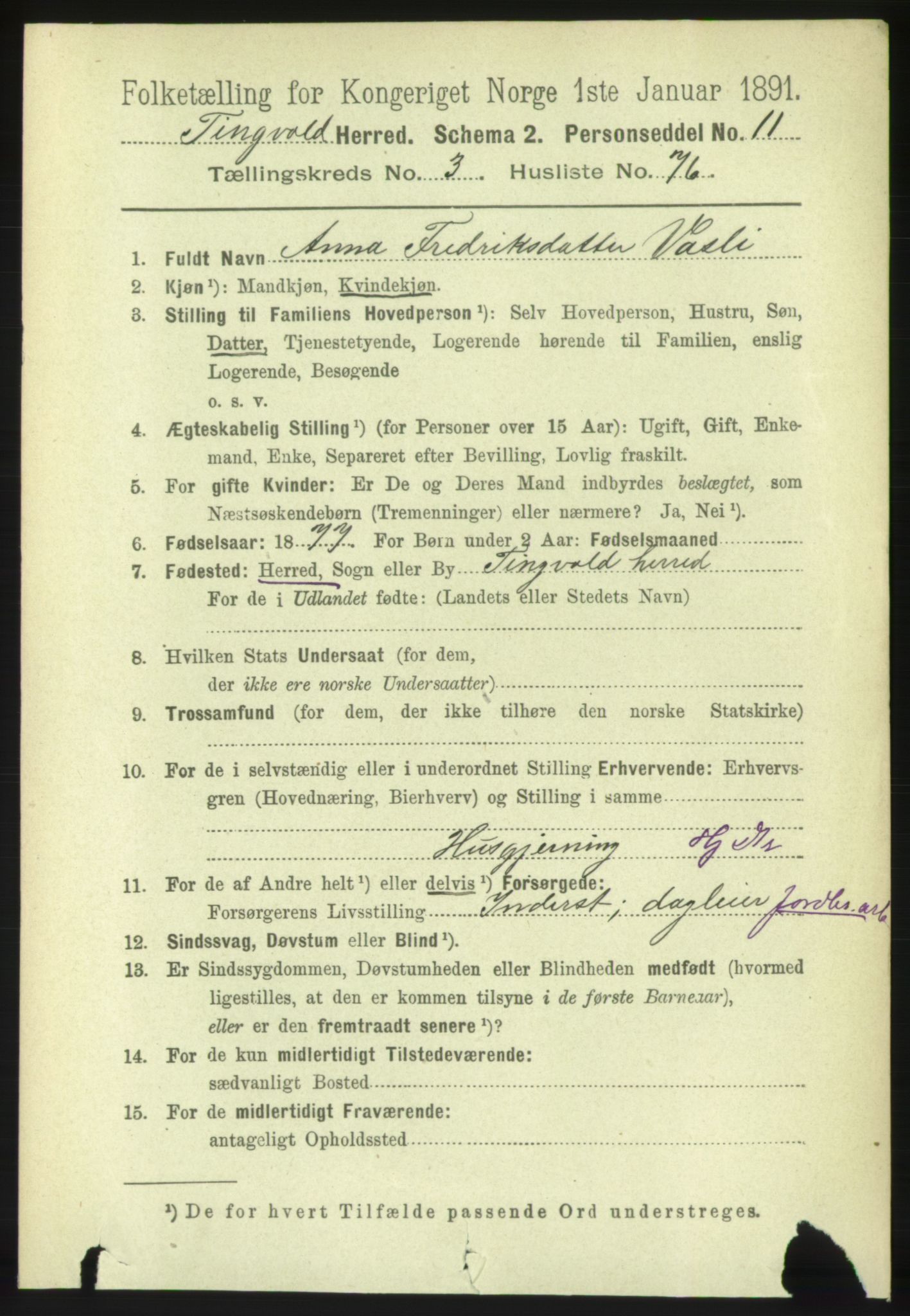 RA, 1891 census for 1560 Tingvoll, 1891, p. 1526