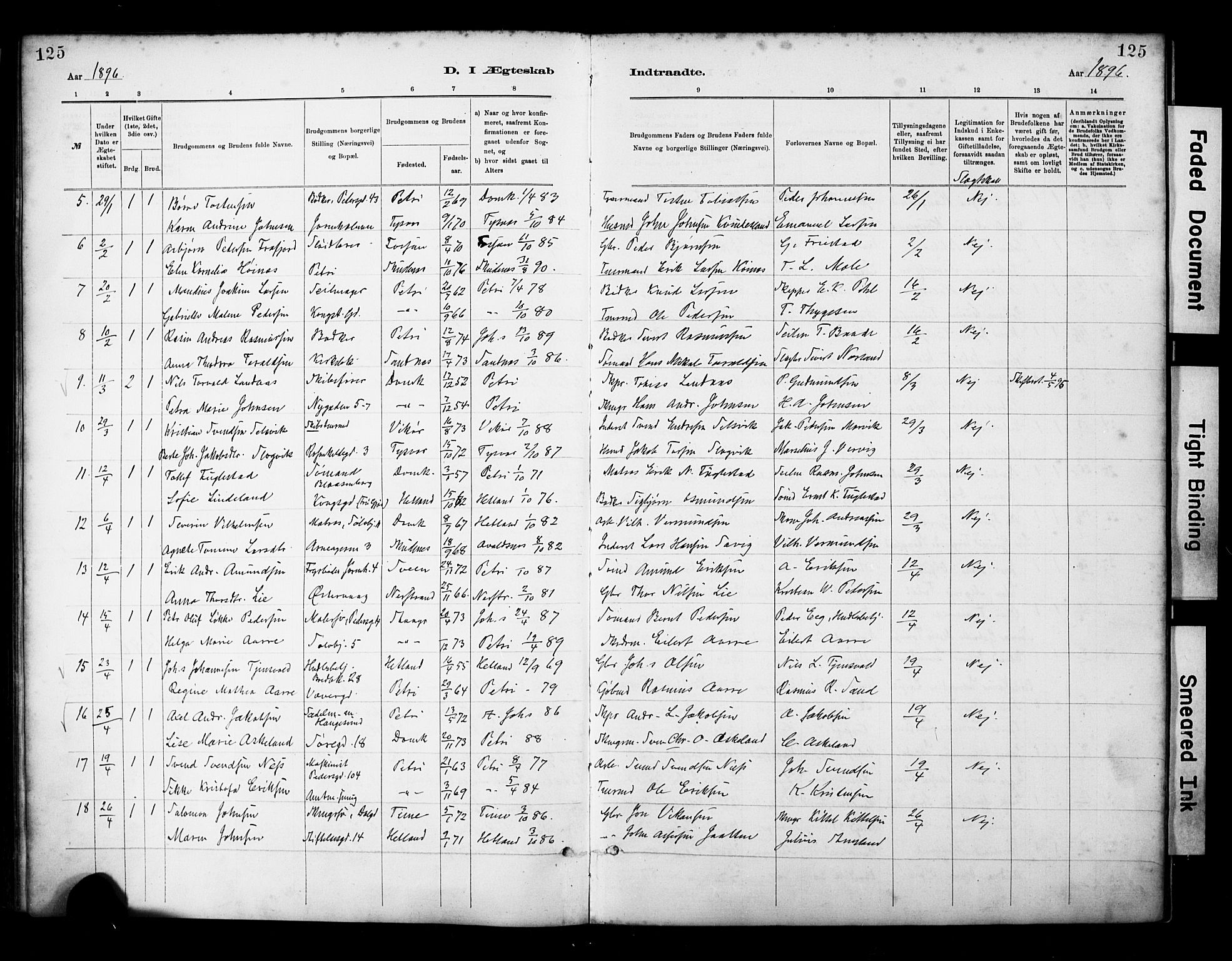 St. Petri sokneprestkontor, AV/SAST-A-101813/001/30/30BA/L0018: Parish register (official) no. A 19, 1879-1900, p. 125