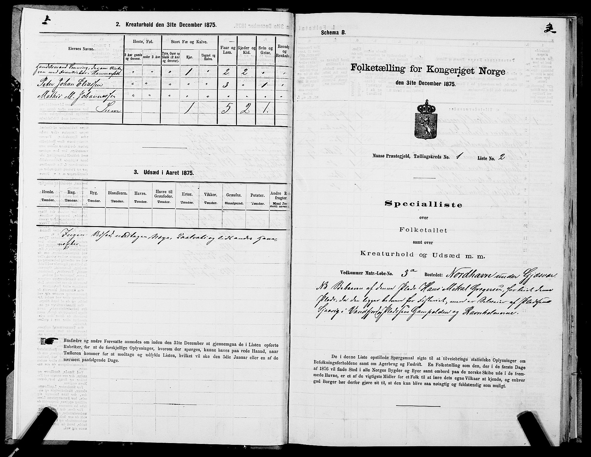 SATØ, 1875 census for 2018P Måsøy, 1875, p. 1003