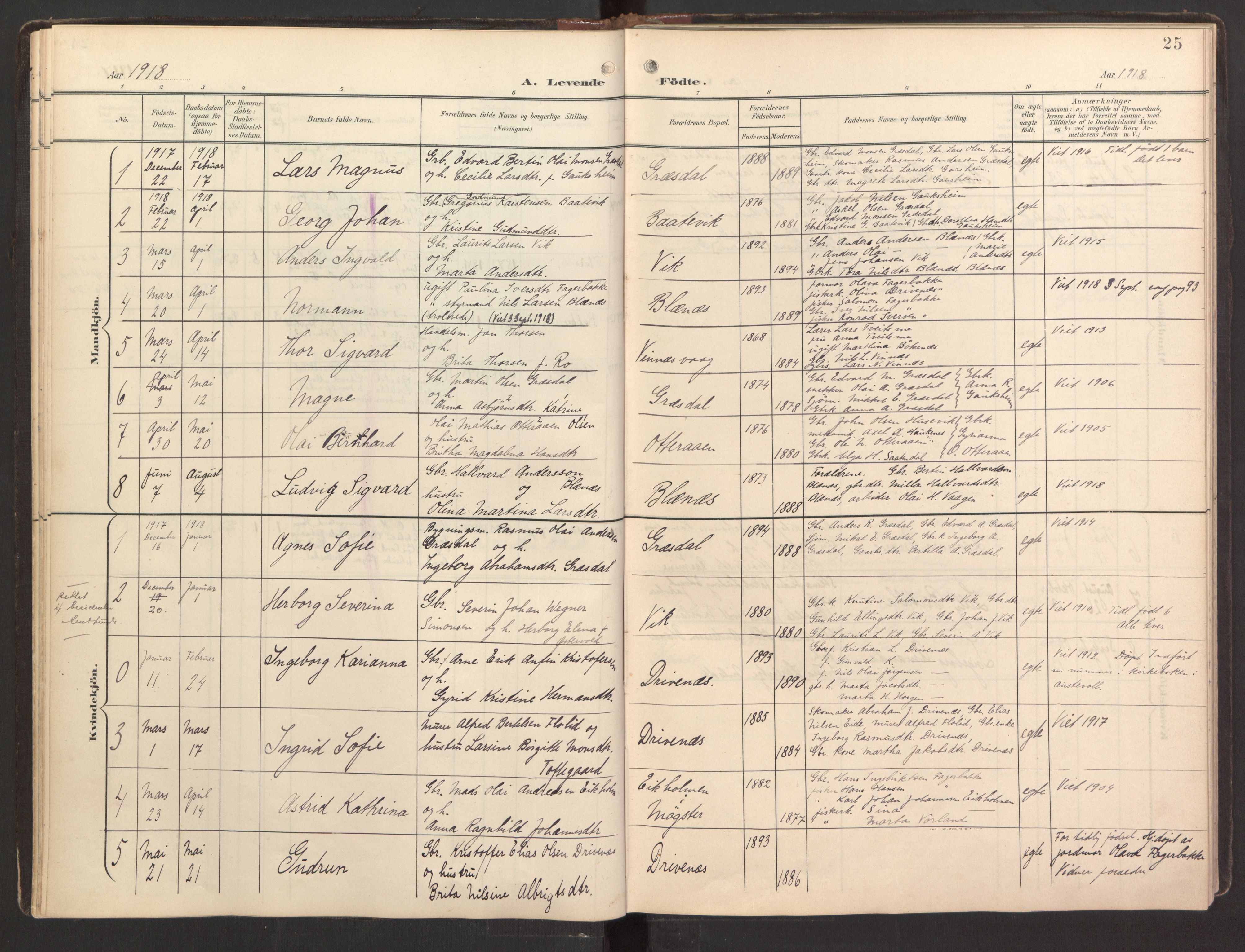 Fitjar sokneprestembete, AV/SAB-A-99926: Parish register (official) no. B 1, 1900-1926, p. 25