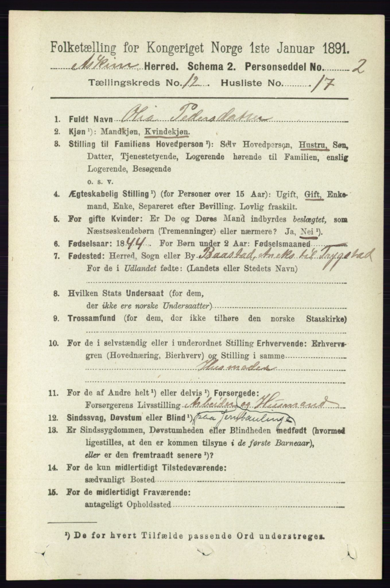 RA, 1891 census for 0124 Askim, 1891, p. 2002