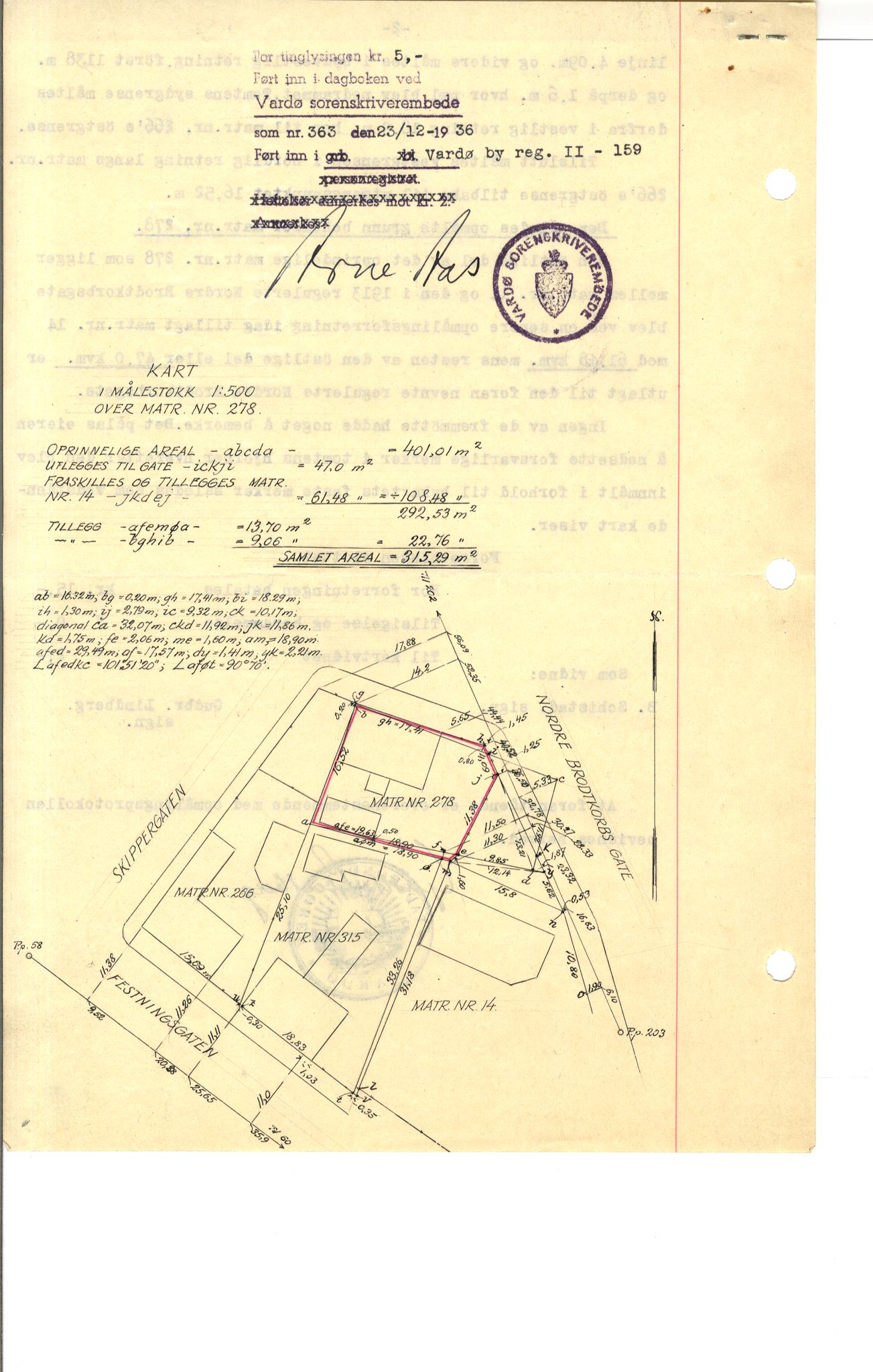 Brodtkorb handel A/S, VAMU/A-0001/Q/Qb/L0001: Skjøter og grunnbrev i Vardø by, 1822-1943, p. 441