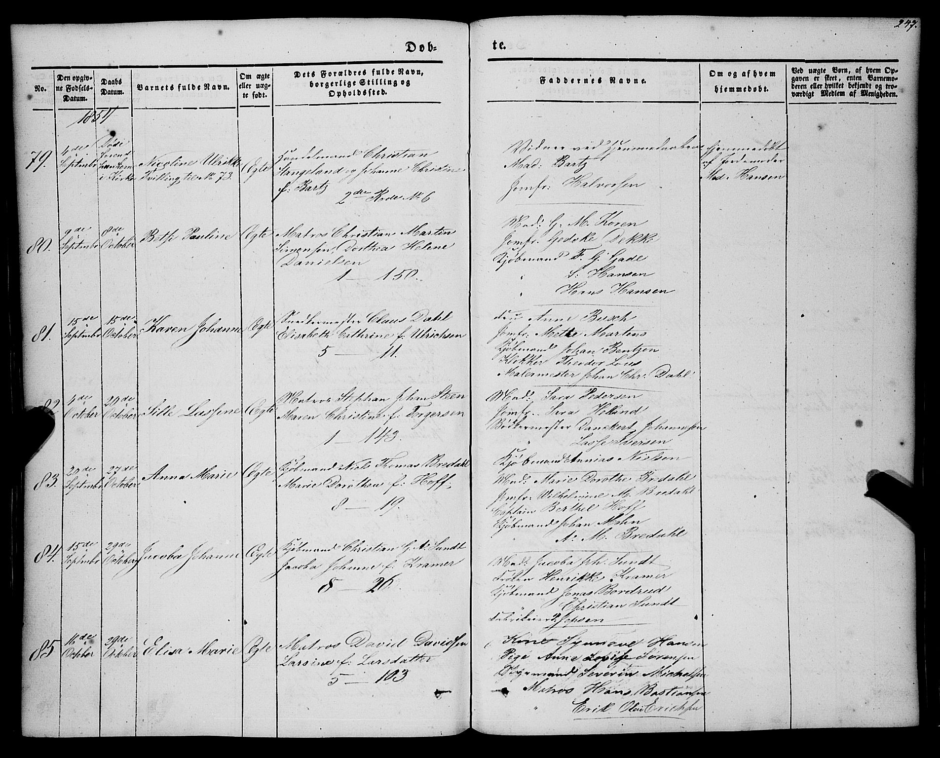 Nykirken Sokneprestembete, AV/SAB-A-77101/H/Haa/L0014: Parish register (official) no. B 1, 1844-1858, p. 247