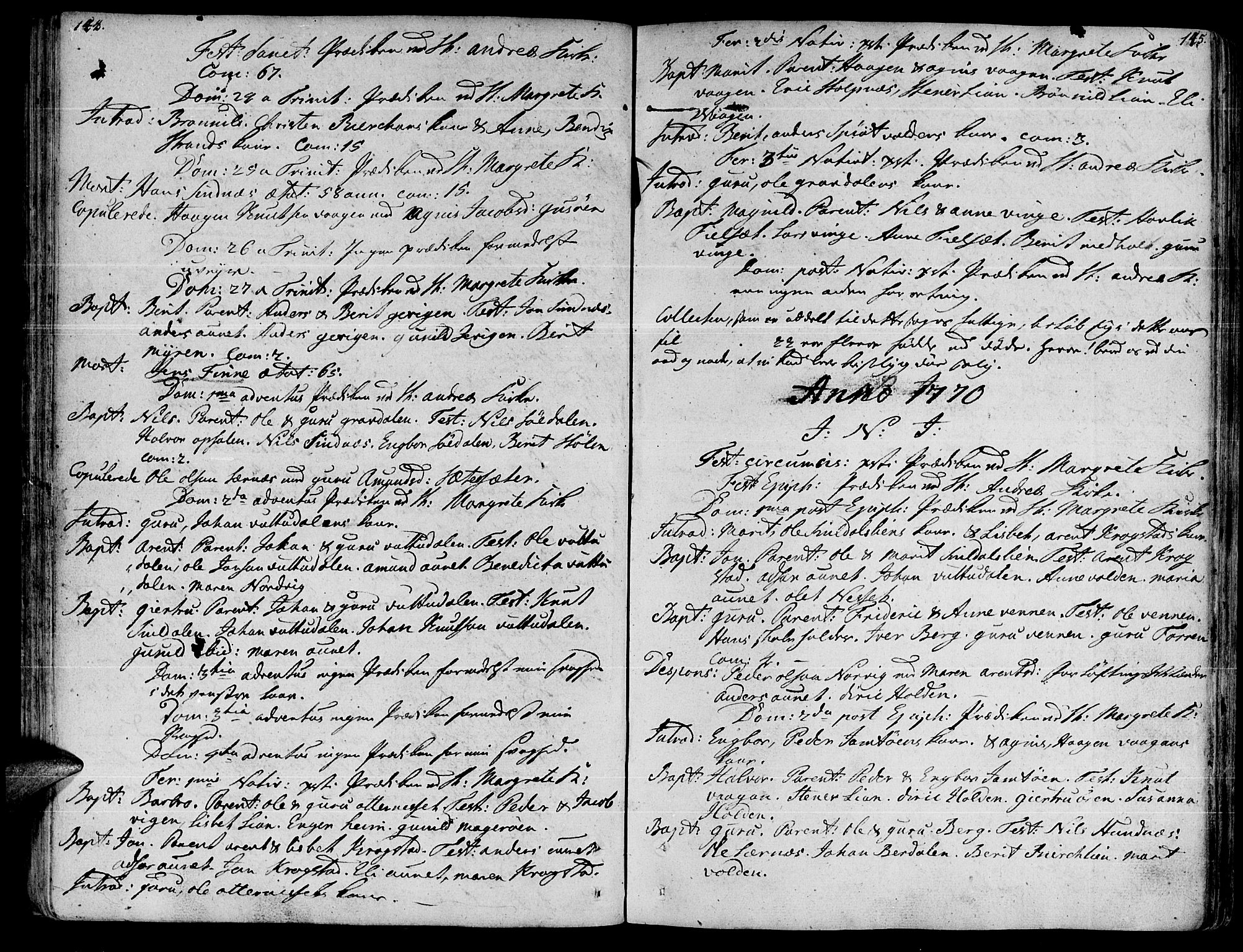 Ministerialprotokoller, klokkerbøker og fødselsregistre - Sør-Trøndelag, SAT/A-1456/630/L0489: Parish register (official) no. 630A02, 1757-1794, p. 144-145