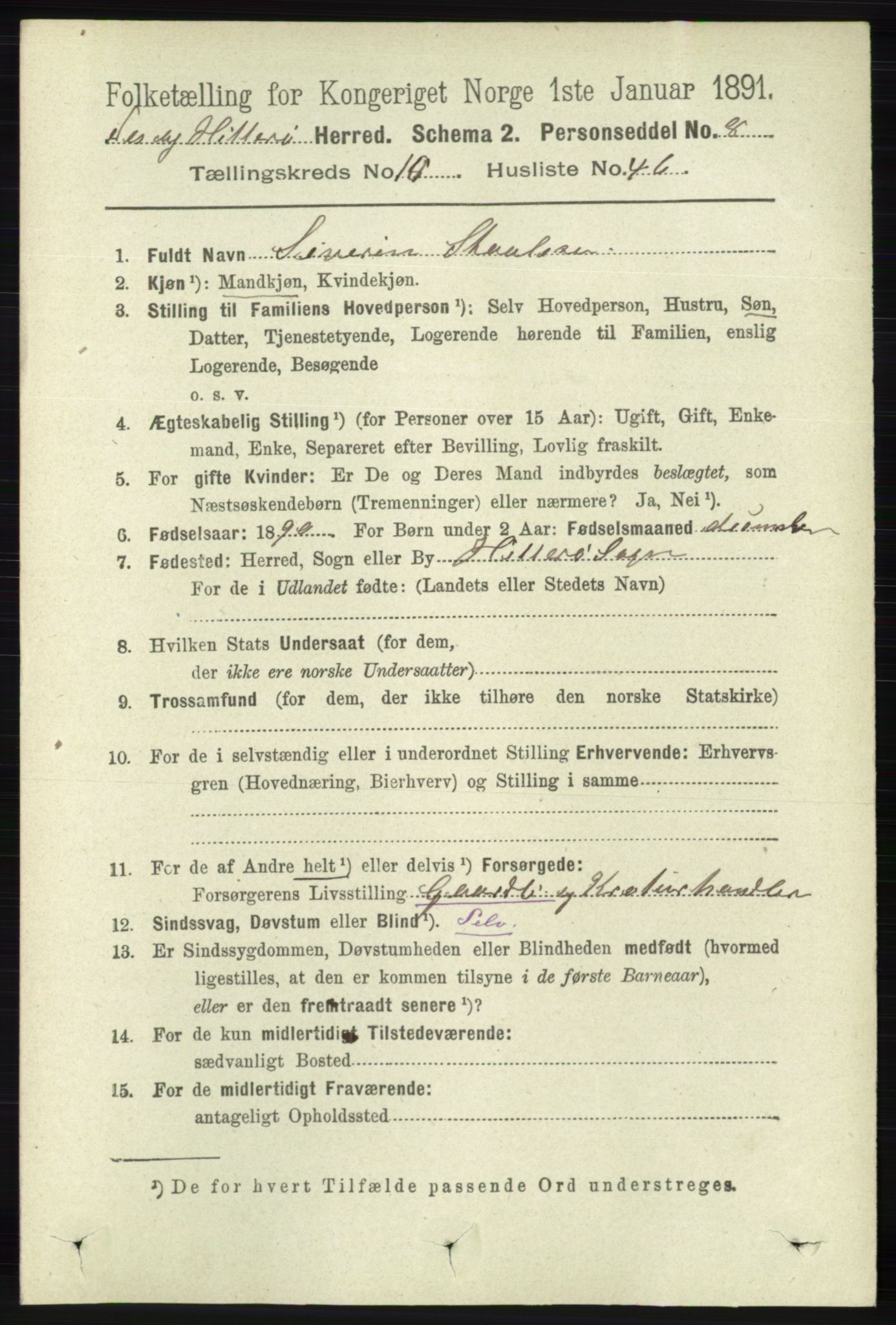 RA, 1891 census for 1043 Hidra og Nes, 1891, p. 4383