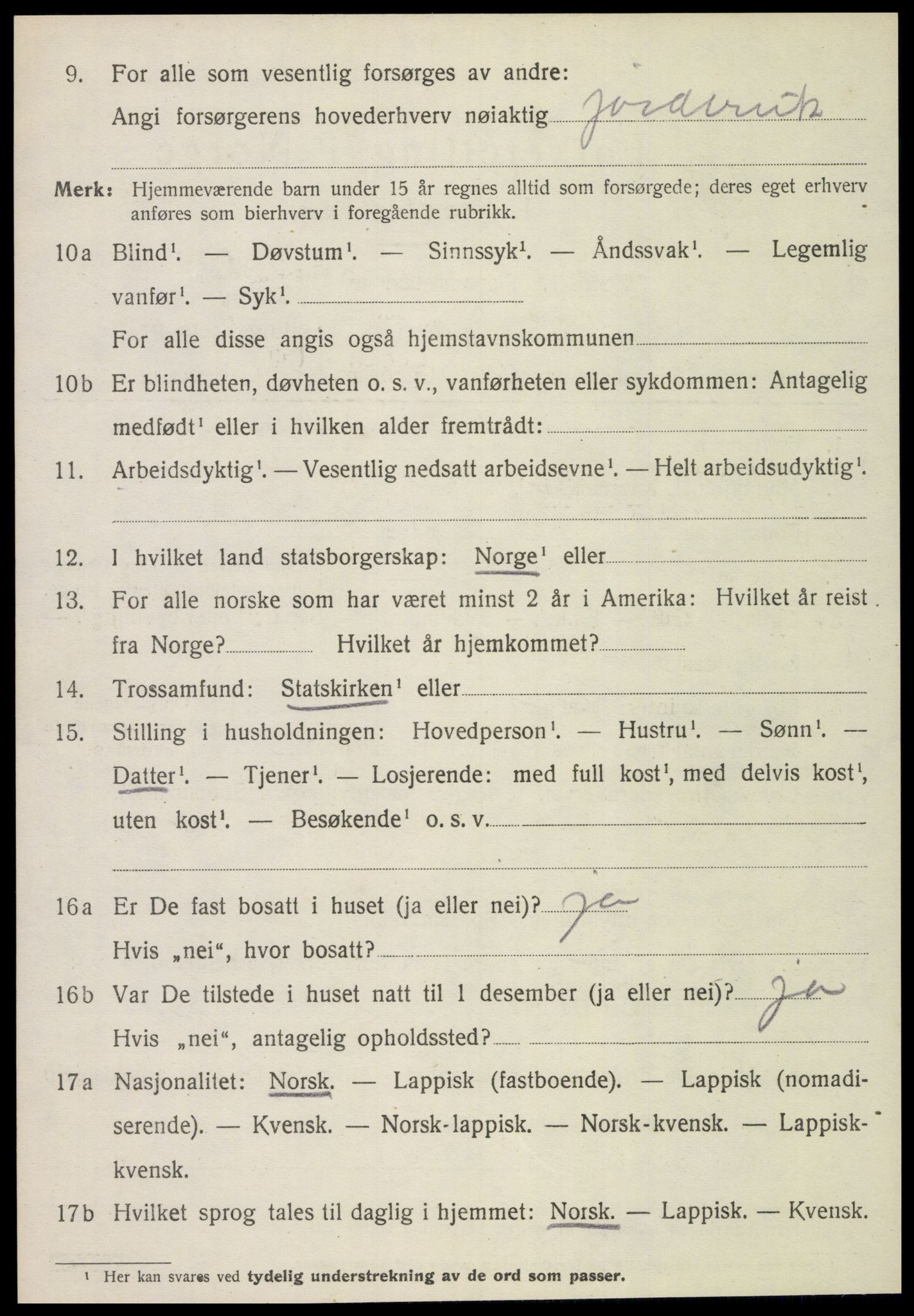 SAT, 1920 census for Stjørdal, 1920, p. 2079