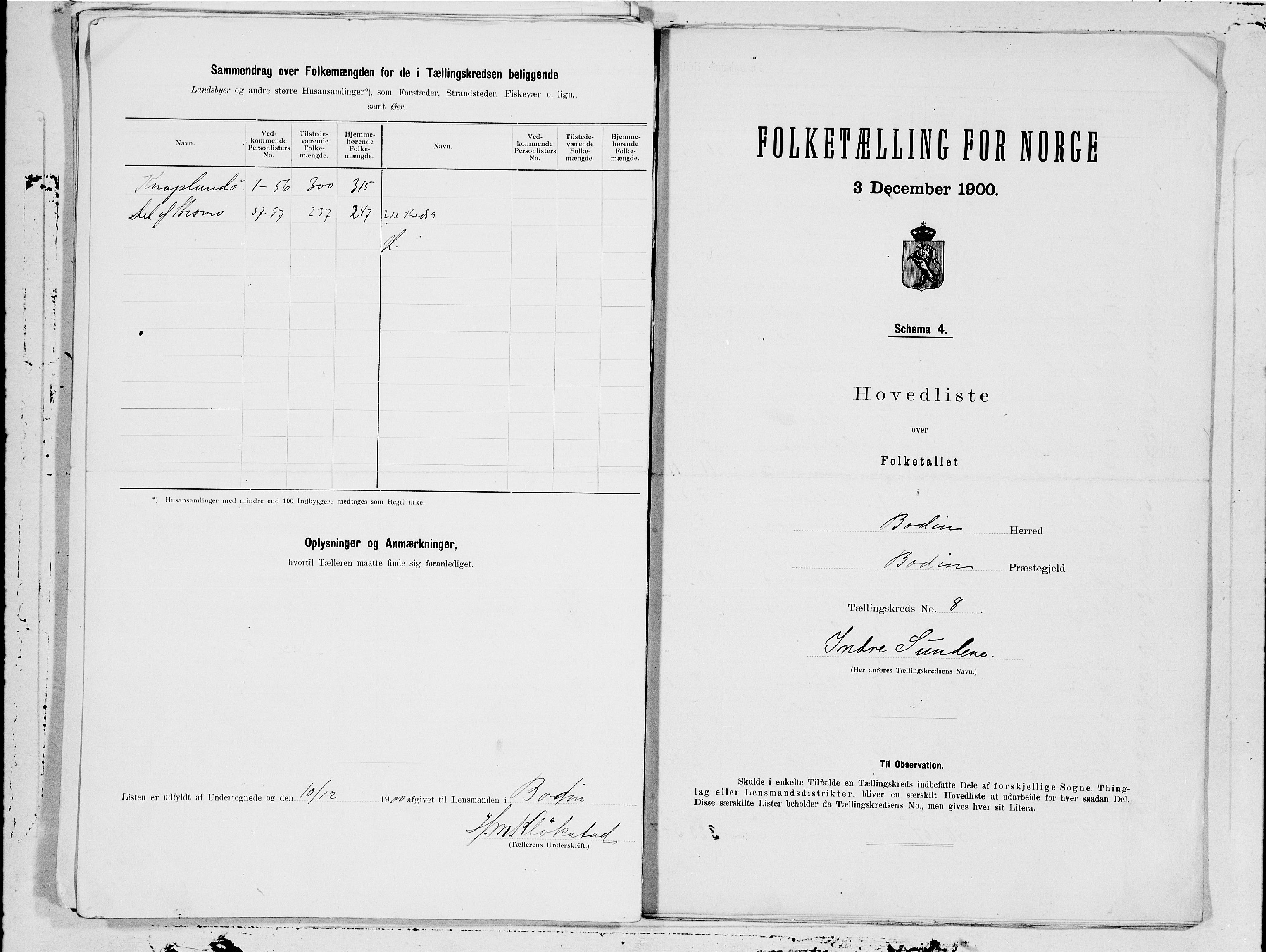 SAT, 1900 census for Bodin, 1900, p. 22