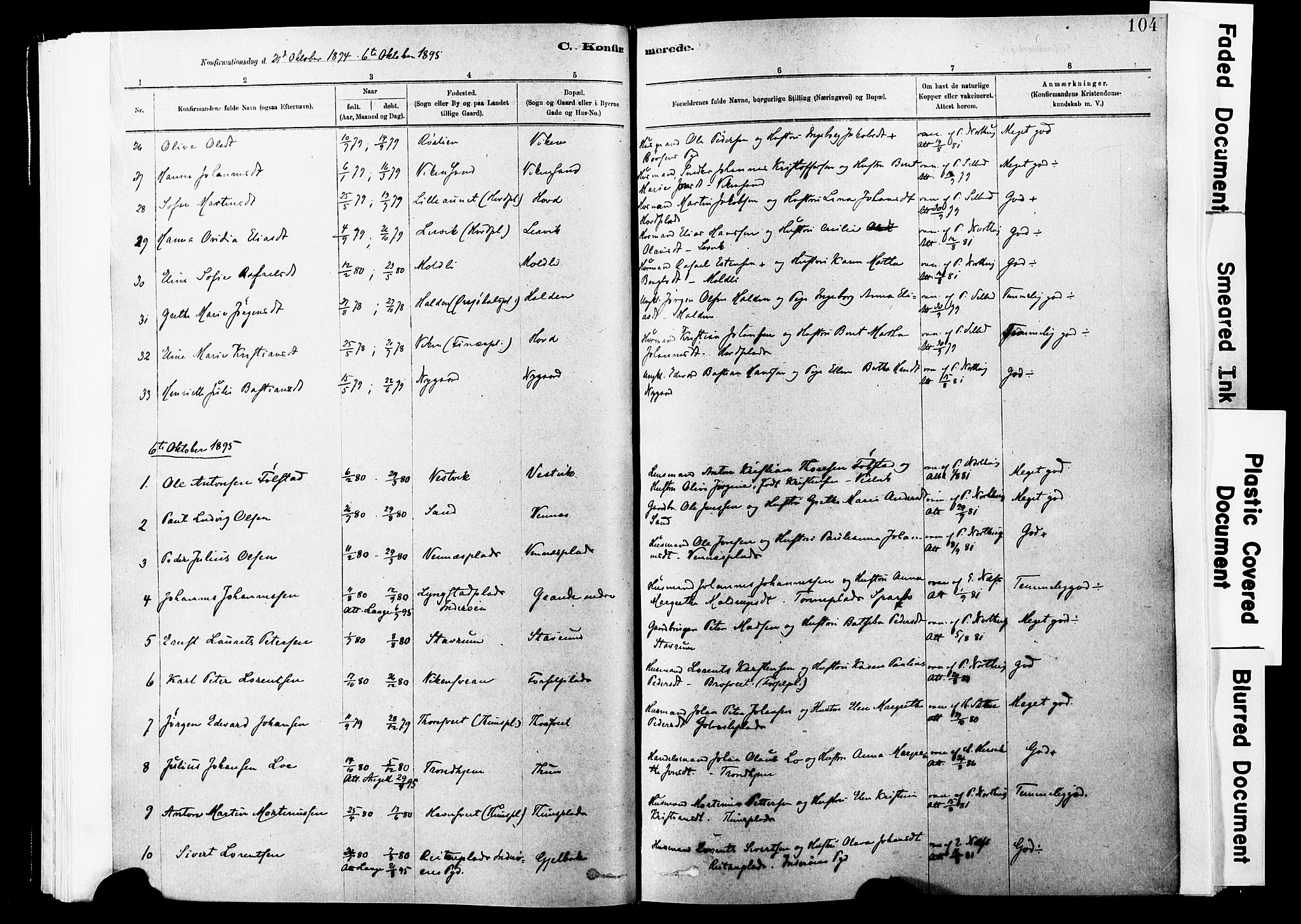 Ministerialprotokoller, klokkerbøker og fødselsregistre - Nord-Trøndelag, SAT/A-1458/744/L0420: Parish register (official) no. 744A04, 1882-1904, p. 104