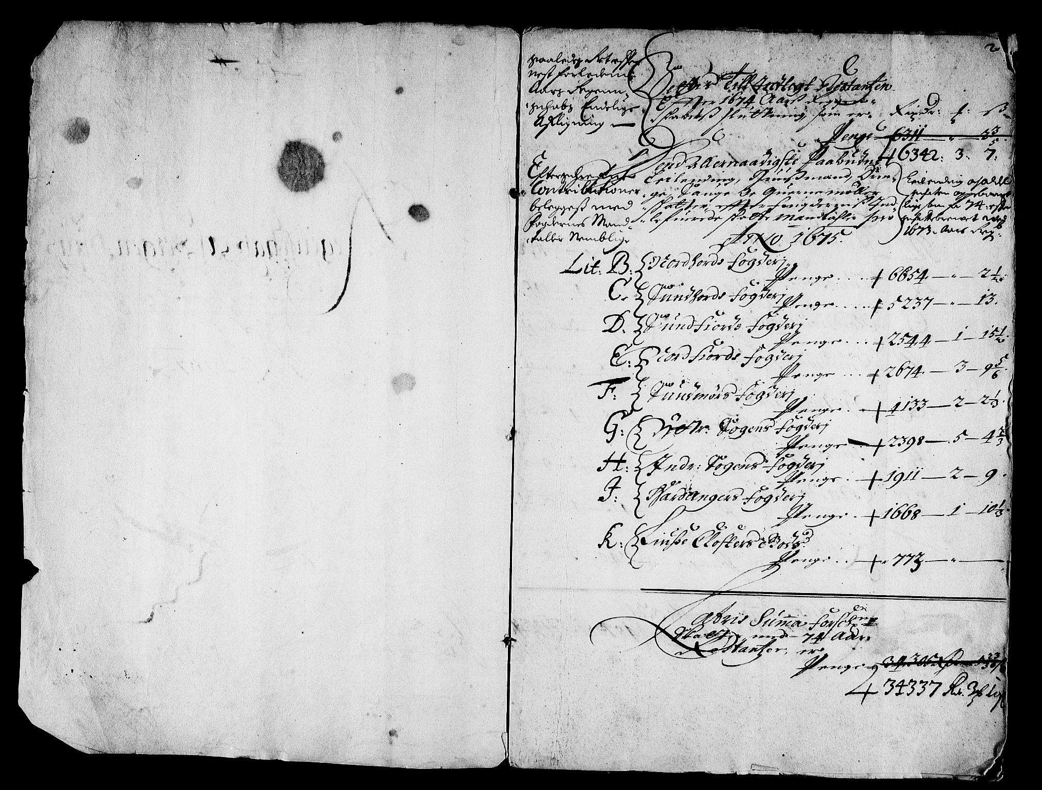 Rentekammeret inntil 1814, Reviderte regnskaper, Stiftamtstueregnskaper, Bergen stiftamt, RA/EA-6043/R/Rc/L0039: Bergen stiftamt, 1674-1679