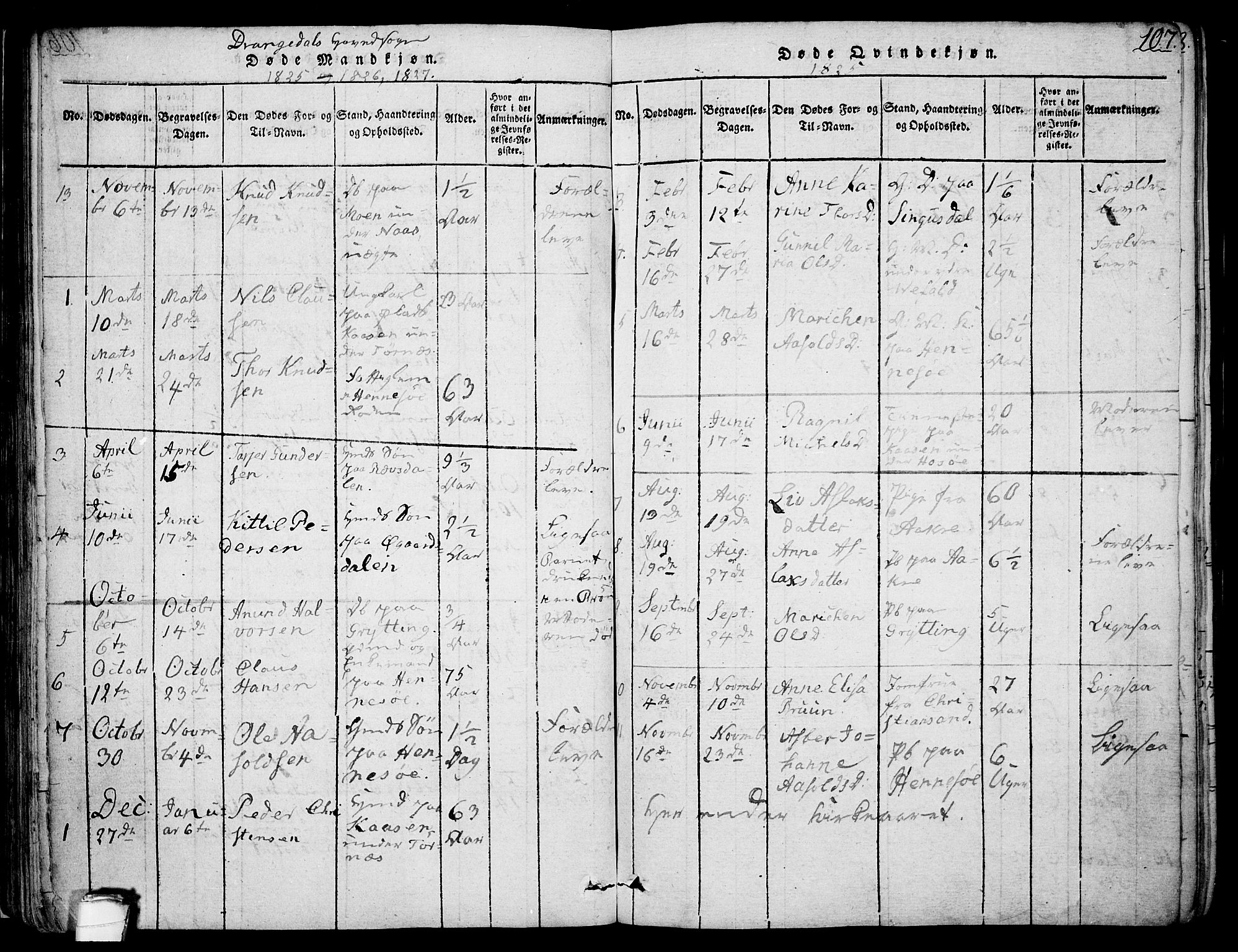 Drangedal kirkebøker, SAKO/A-258/F/Fa/L0005: Parish register (official) no. 5 /1, 1814-1831, p. 107
