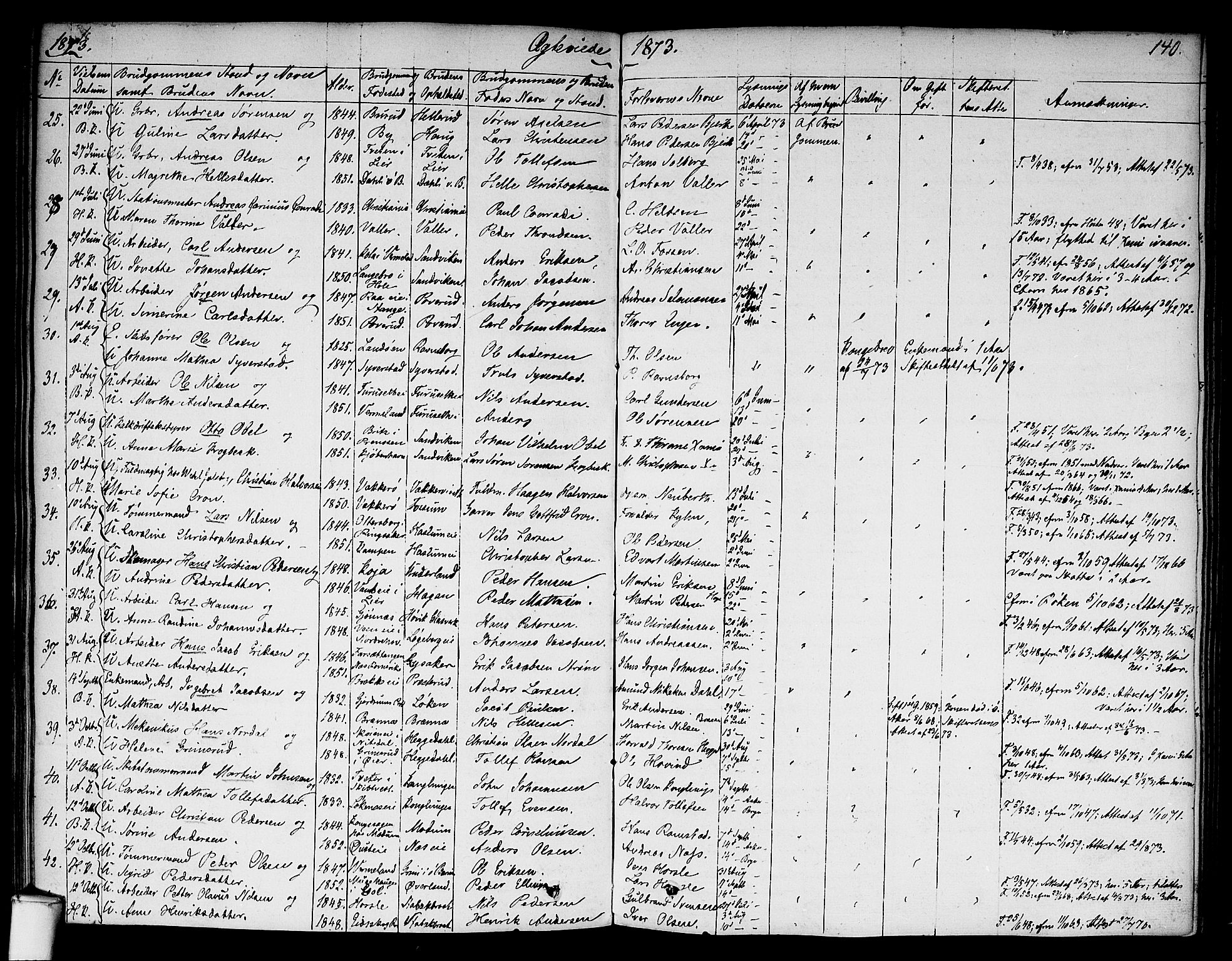 Asker prestekontor Kirkebøker, SAO/A-10256a/F/Fa/L0010: Parish register (official) no. I 10, 1825-1878, p. 140