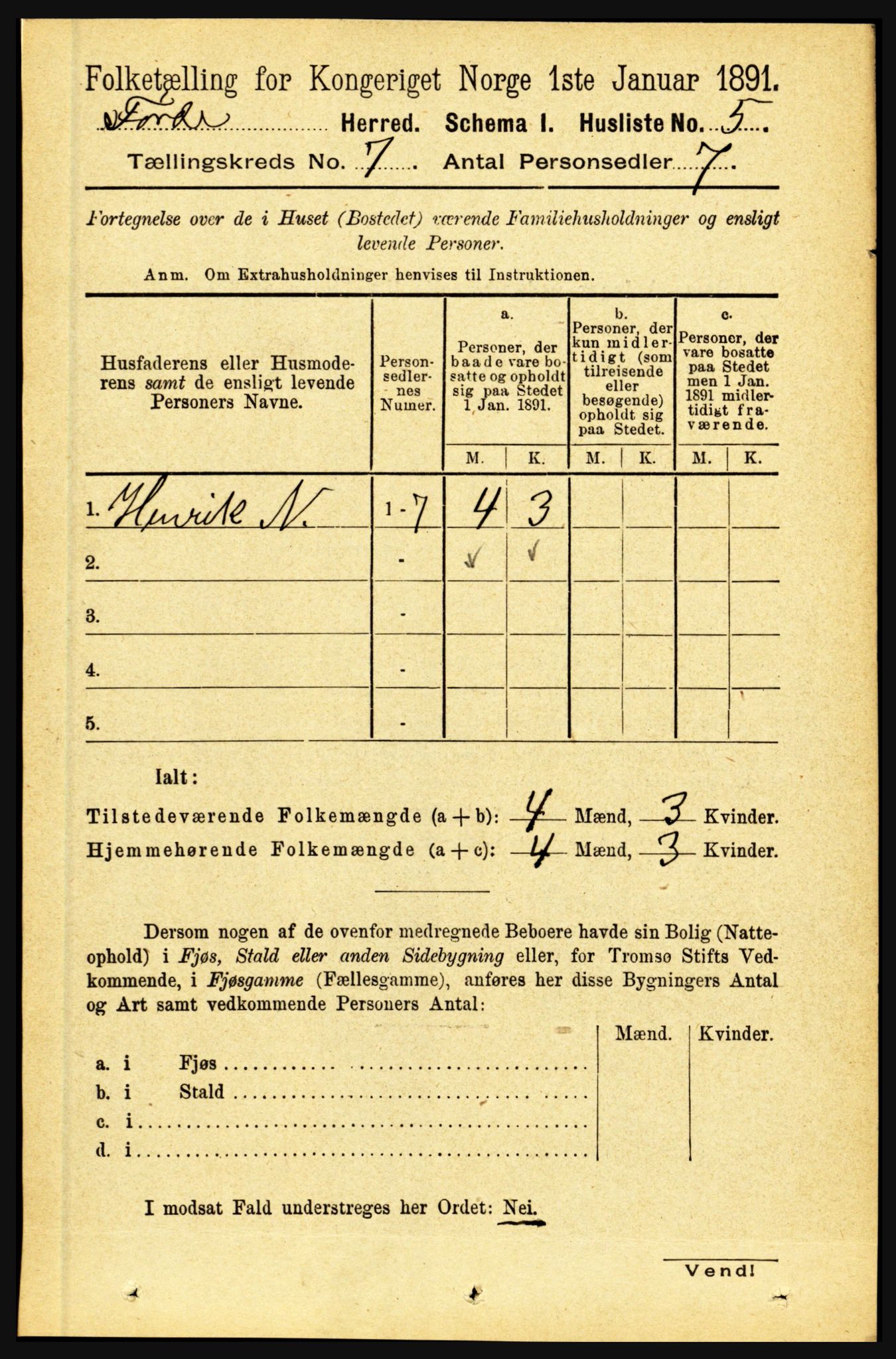 RA, 1891 census for 1432 Førde, 1891, p. 2449