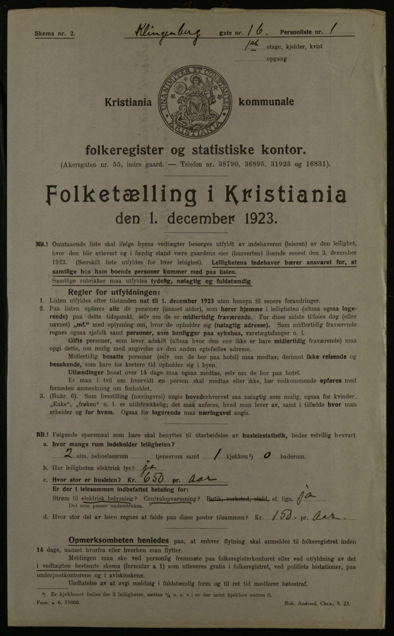 OBA, Municipal Census 1923 for Kristiania, 1923, p. 58218