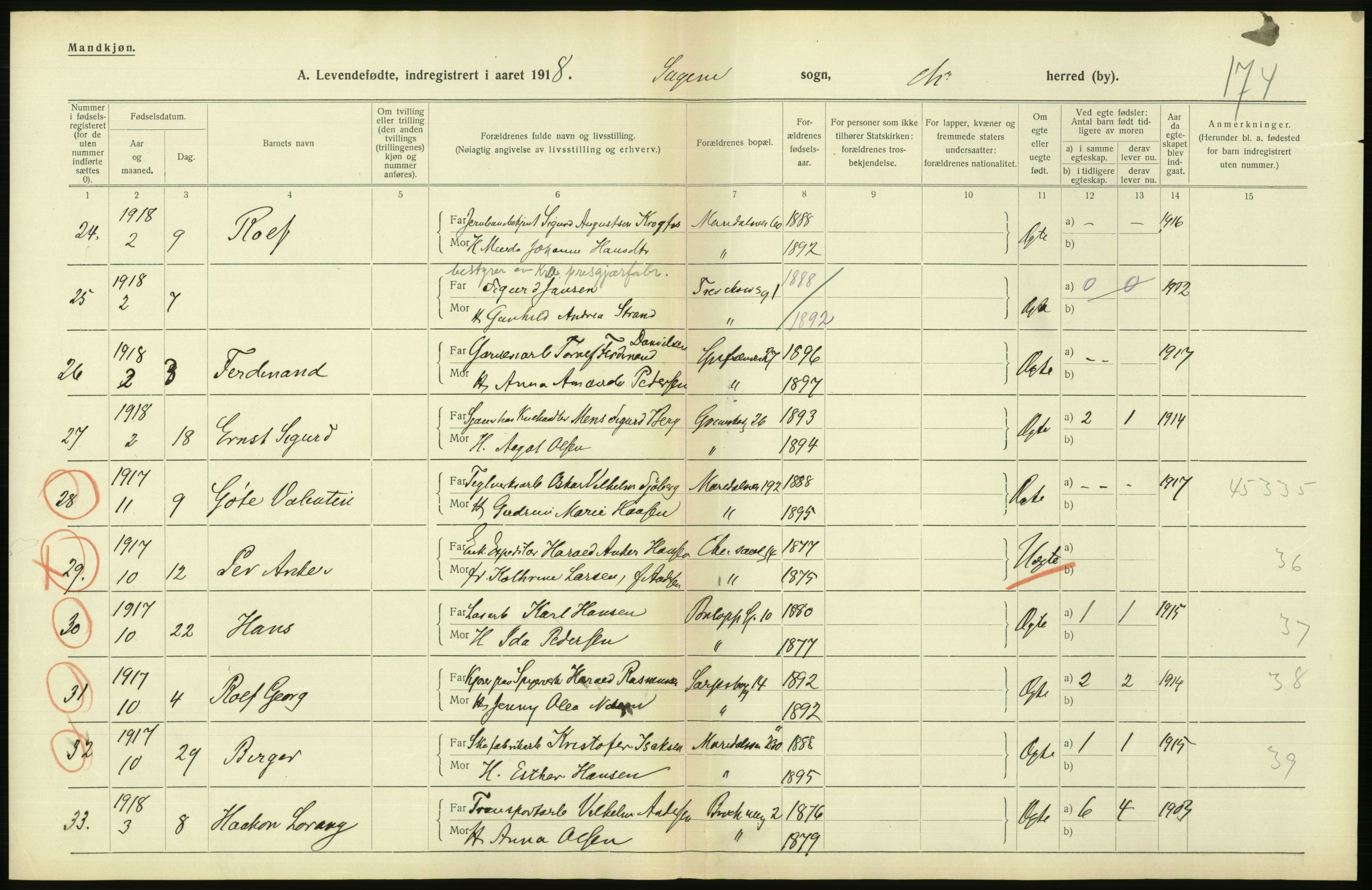 Statistisk sentralbyrå, Sosiodemografiske emner, Befolkning, AV/RA-S-2228/D/Df/Dfb/Dfbh/L0008: Kristiania: Levendefødte menn og kvinner., 1918, p. 808