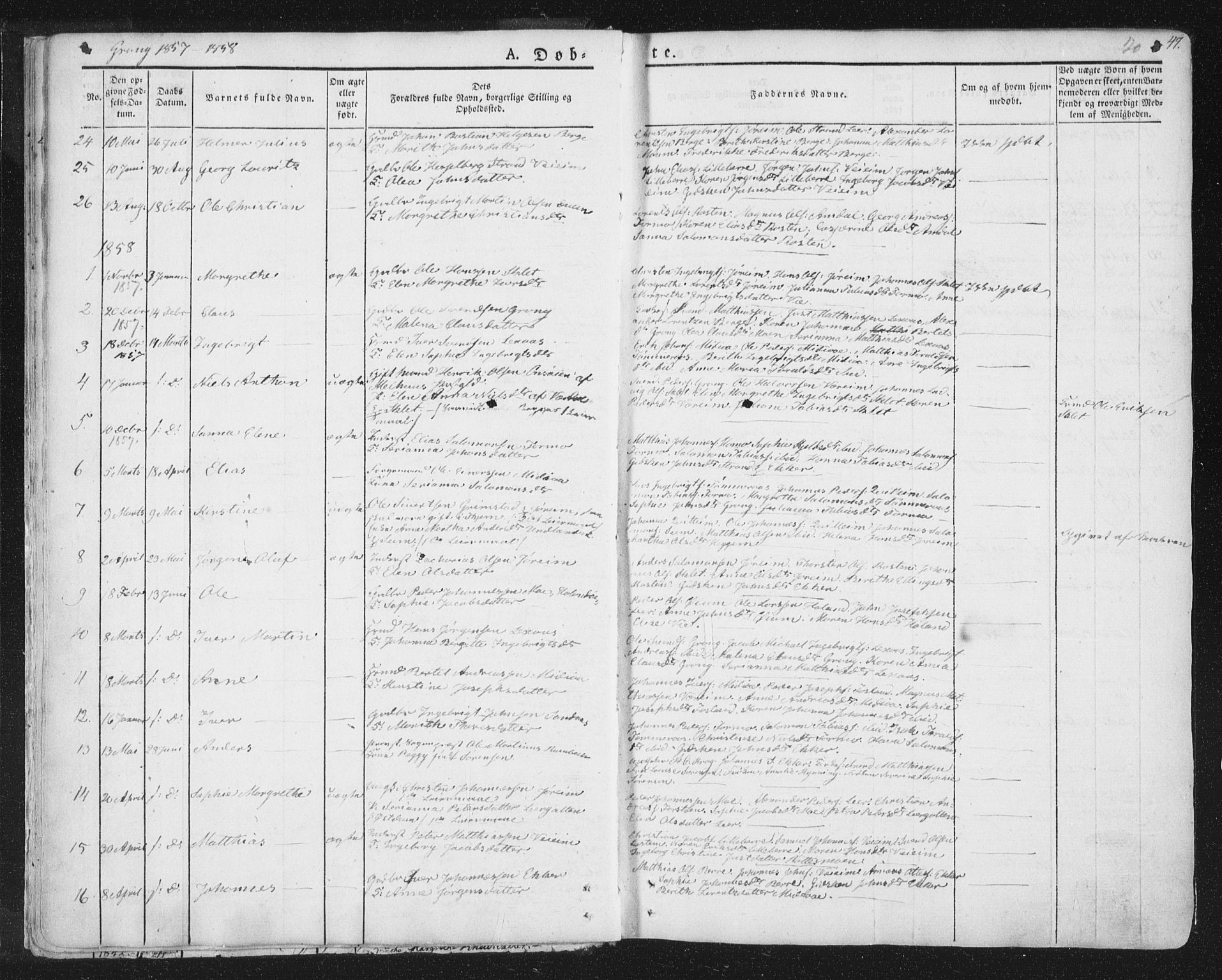 Ministerialprotokoller, klokkerbøker og fødselsregistre - Nord-Trøndelag, SAT/A-1458/758/L0513: Parish register (official) no. 758A02 /1, 1839-1868, p. 20