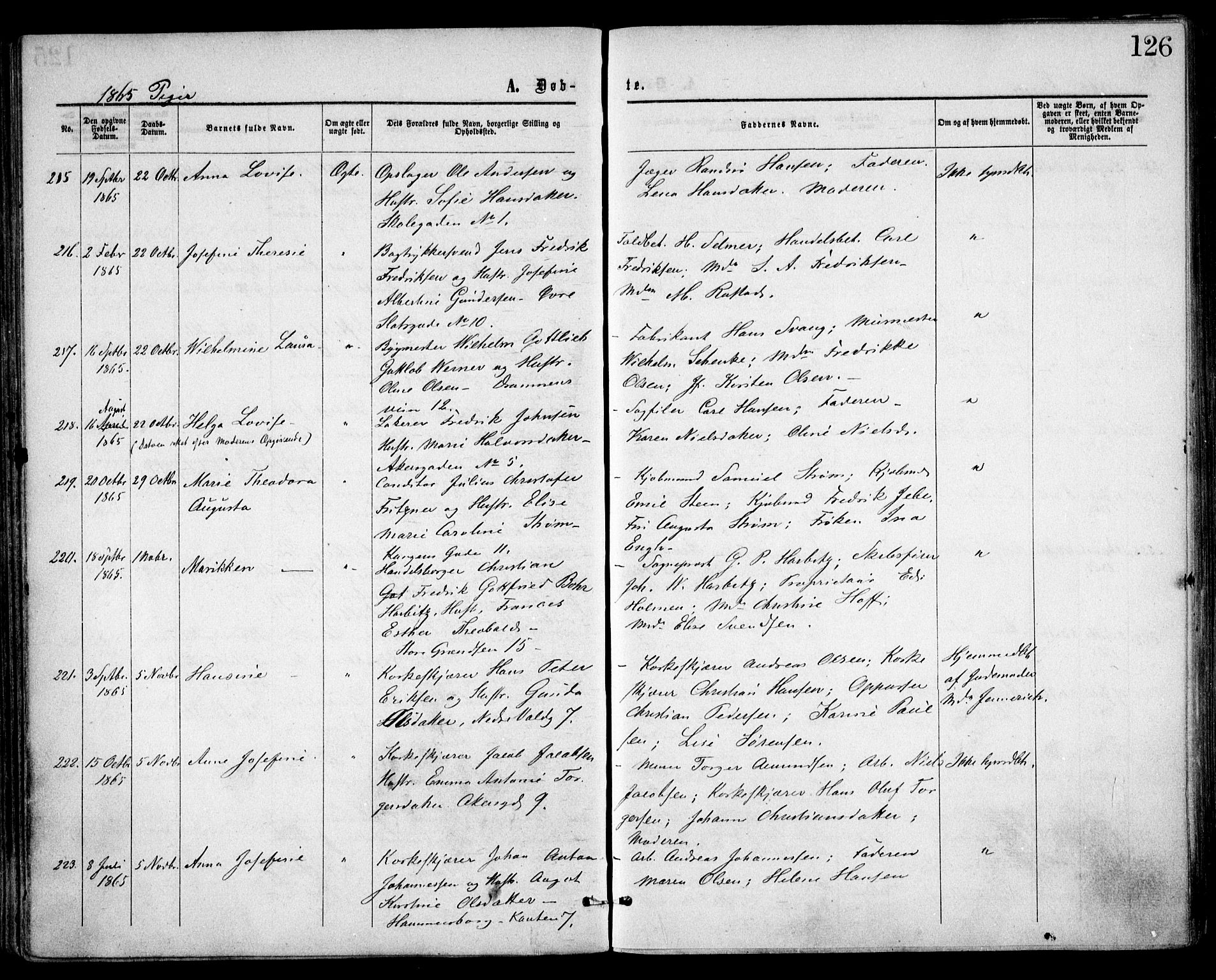Trefoldighet prestekontor Kirkebøker, SAO/A-10882/F/Fa/L0002: Parish register (official) no. I 2, 1863-1870, p. 126