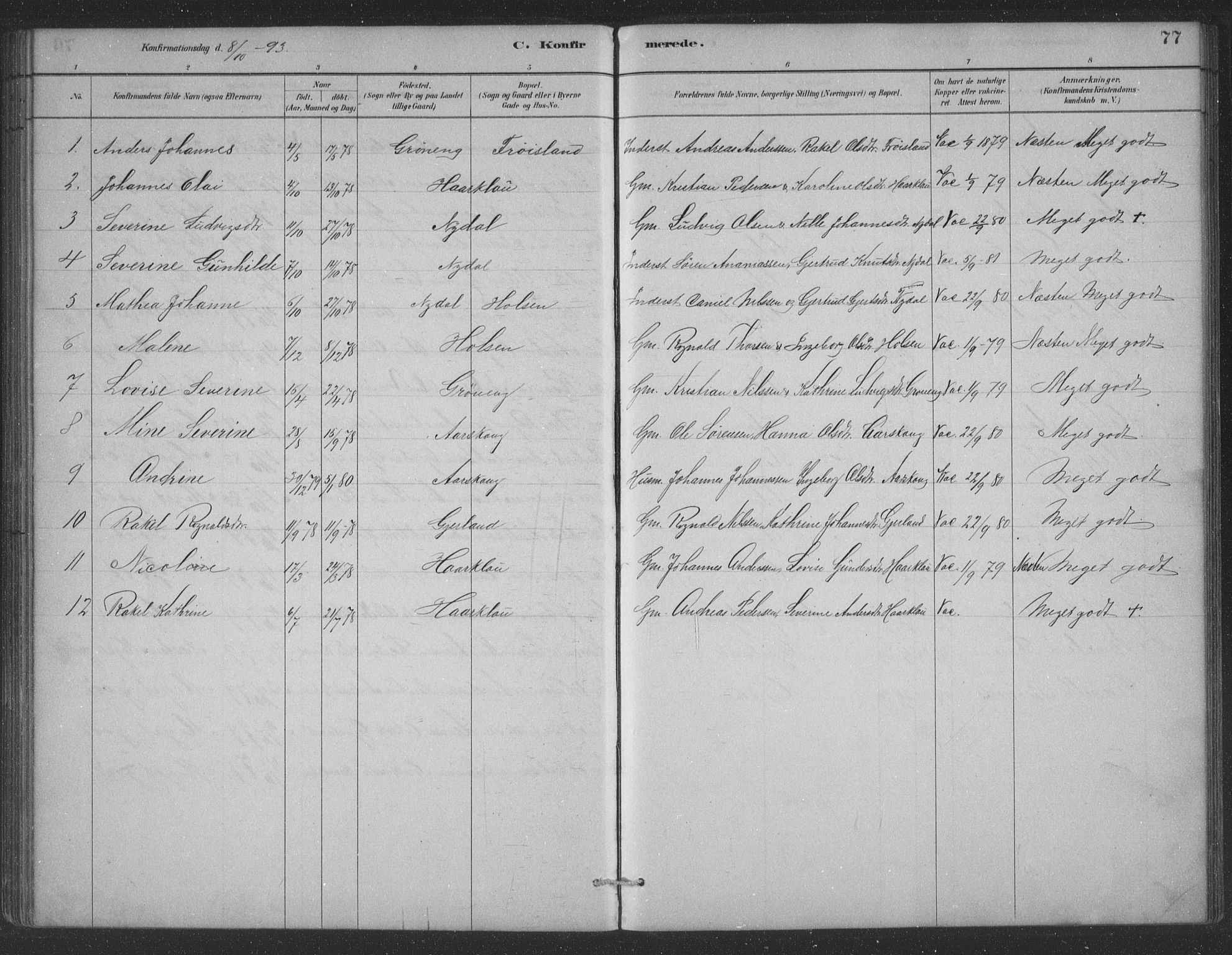 Førde sokneprestembete, AV/SAB-A-79901/H/Hab/Habc/L0002: Parish register (copy) no. C 2, 1881-1911, p. 77