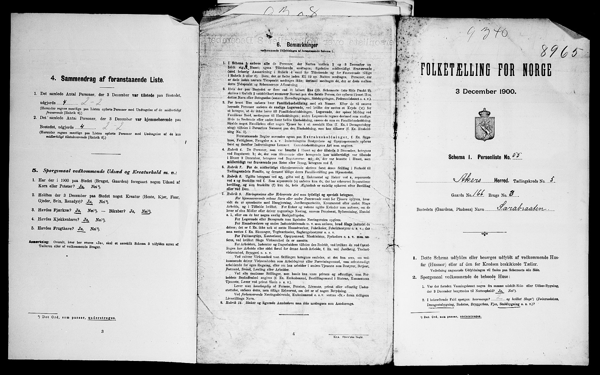 SAO, 1900 census for Aker, 1900