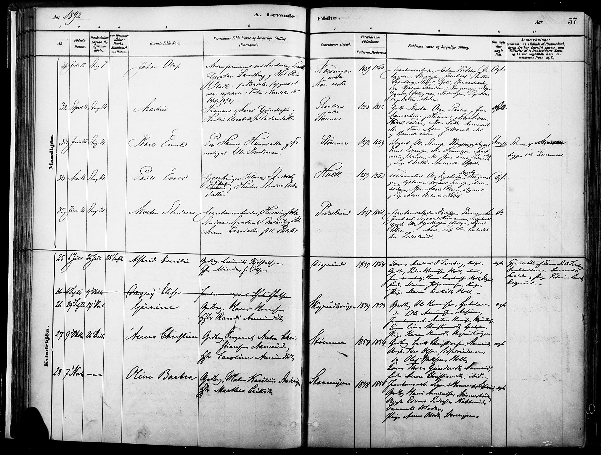 Vinger prestekontor, AV/SAH-PREST-024/H/Ha/Haa/L0014: Parish register (official) no. 14, 1881-1900, p. 57