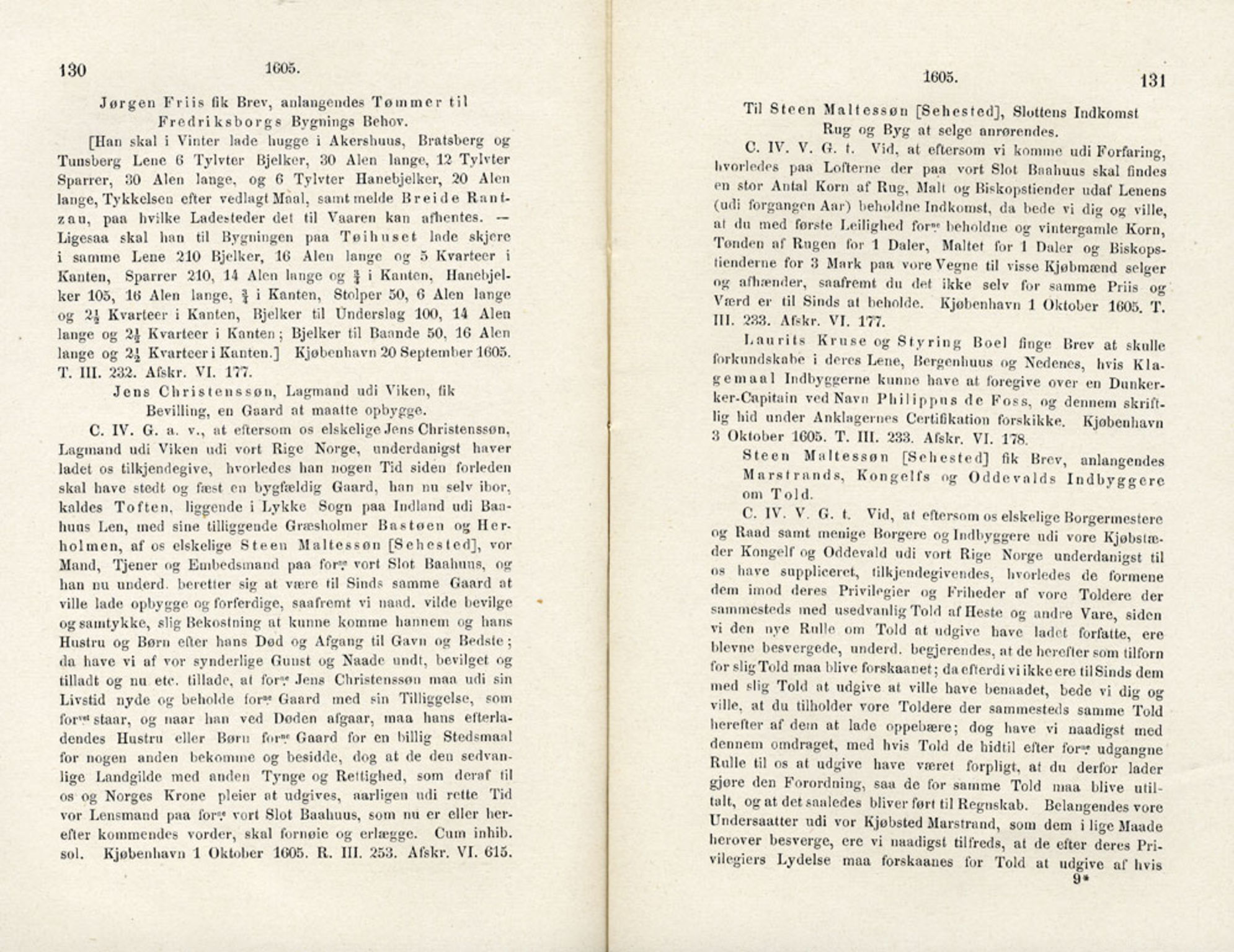 Publikasjoner utgitt av Det Norske Historiske Kildeskriftfond, PUBL/-/-/-: Norske Rigs-Registranter, bind 4, 1603-1618, p. 130-131