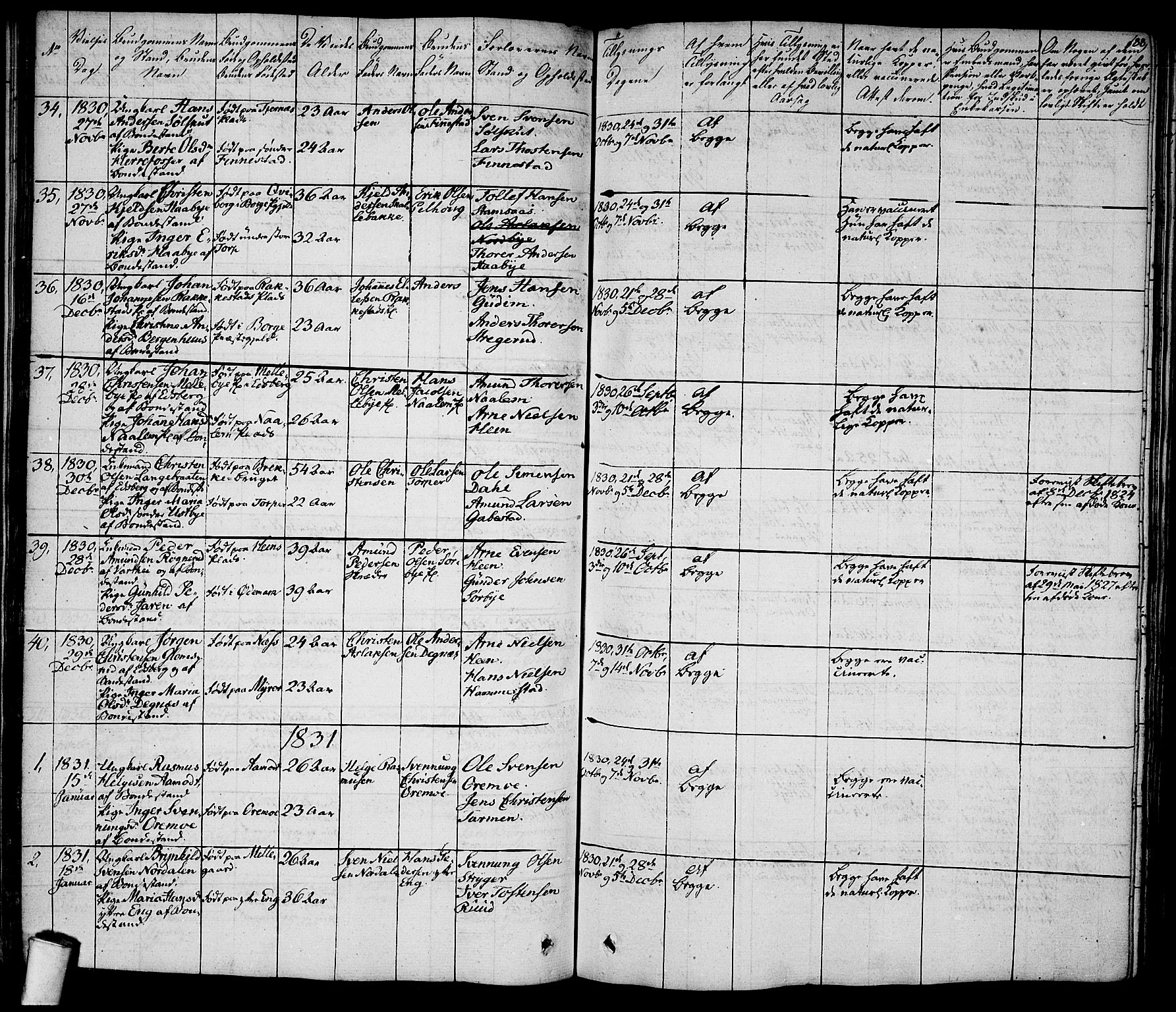 Rakkestad prestekontor Kirkebøker, SAO/A-2008/F/Fa/L0007: Parish register (official) no. I 7, 1825-1841, p. 188
