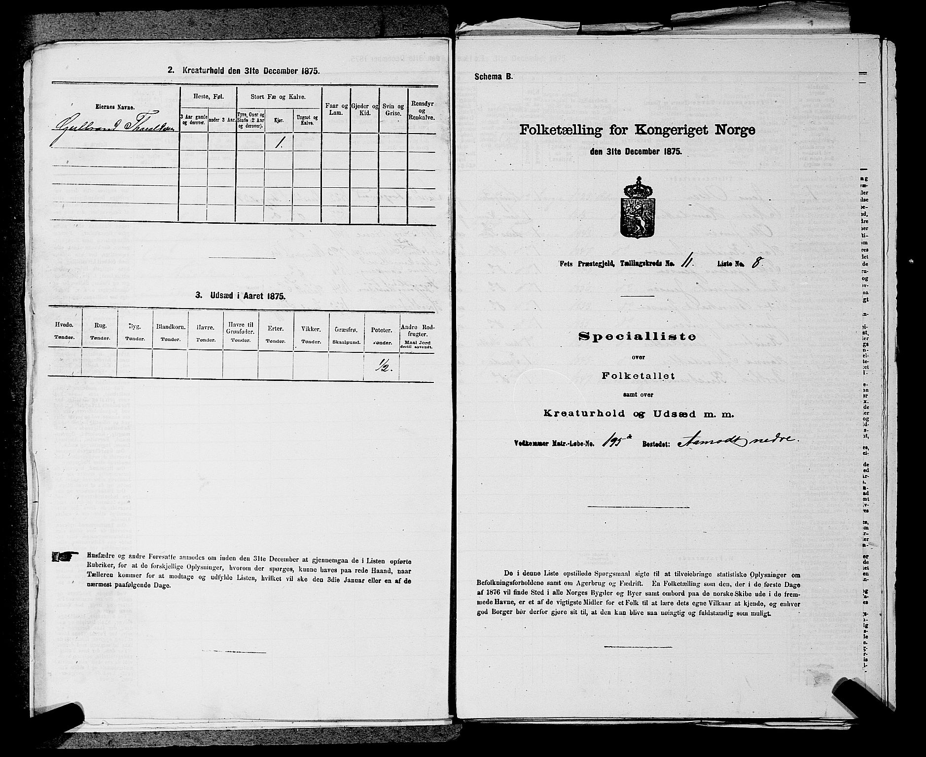 RA, 1875 census for 0227P Fet, 1875, p. 1457