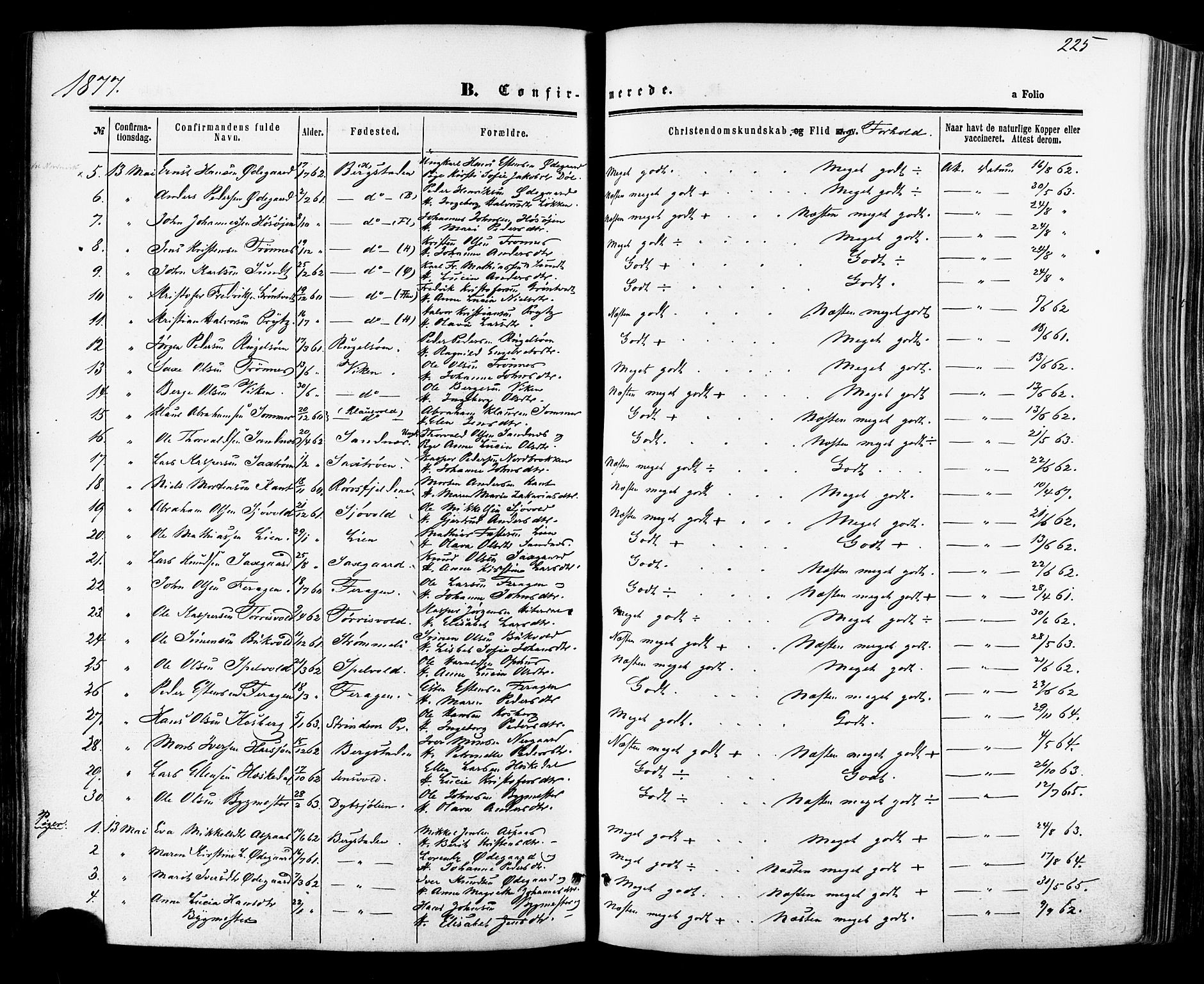 Ministerialprotokoller, klokkerbøker og fødselsregistre - Sør-Trøndelag, SAT/A-1456/681/L0932: Parish register (official) no. 681A10, 1860-1878, p. 225