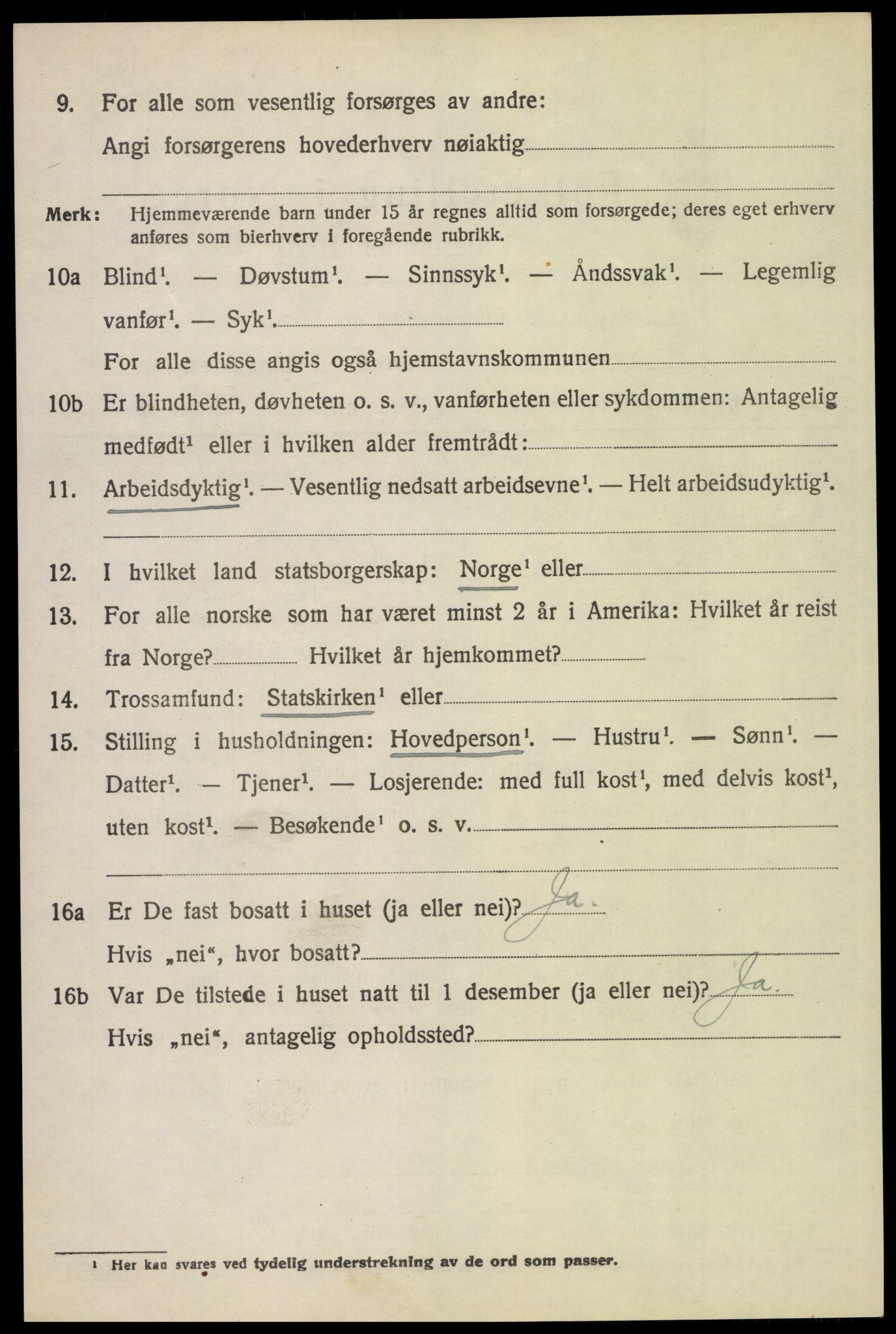 SAH, 1920 census for Tynset, 1920, p. 2453