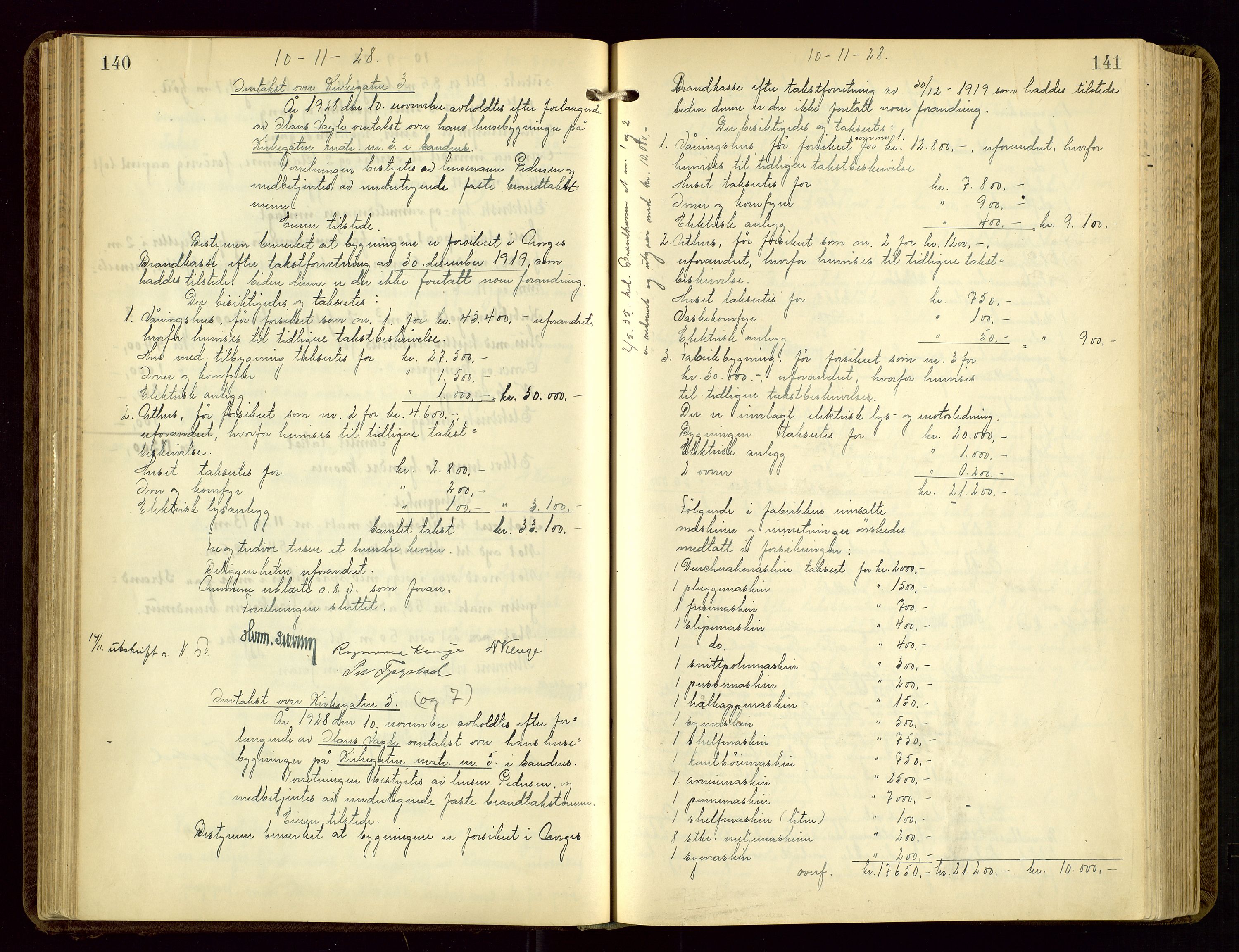 Sandnes lensmannskontor, AV/SAST-A-100167/Goa/L0003: "Brandtakstprotokol", 1924-1934, p. 140-141