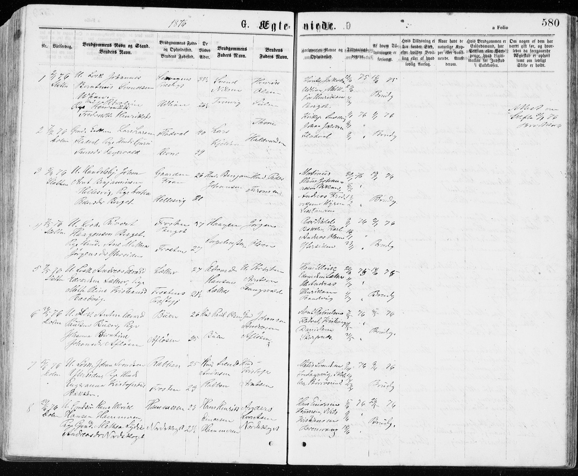 Ministerialprotokoller, klokkerbøker og fødselsregistre - Sør-Trøndelag, SAT/A-1456/640/L0576: Parish register (official) no. 640A01, 1846-1876, p. 580