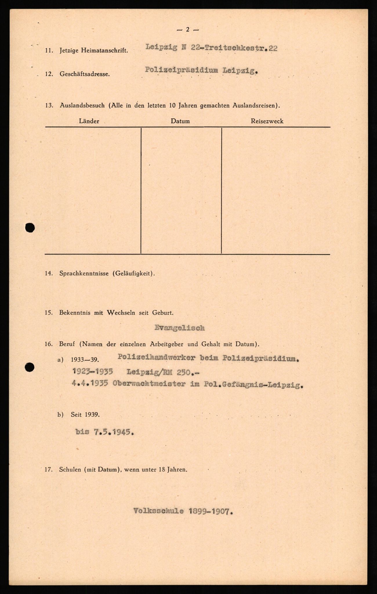Forsvaret, Forsvarets overkommando II, RA/RAFA-3915/D/Db/L0029: CI Questionaires. Tyske okkupasjonsstyrker i Norge. Tyskere., 1945-1946, p. 142