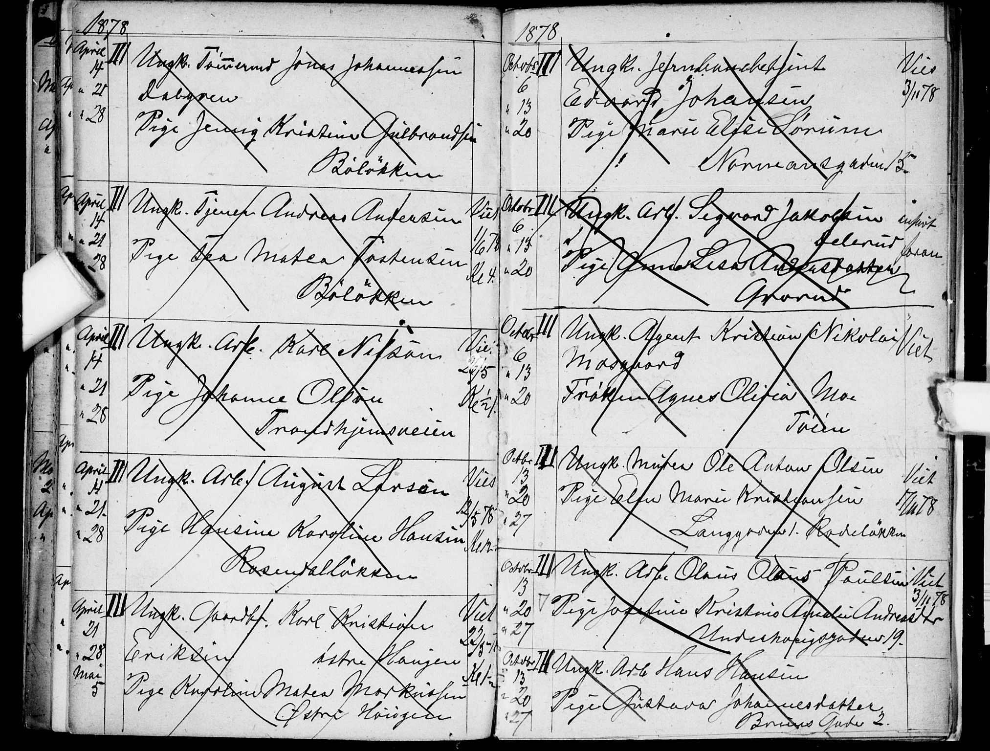 Østre Aker prestekontor Kirkebøker, AV/SAO-A-10840/H/Ha/L0003: Banns register no. I 3, 1873-1878