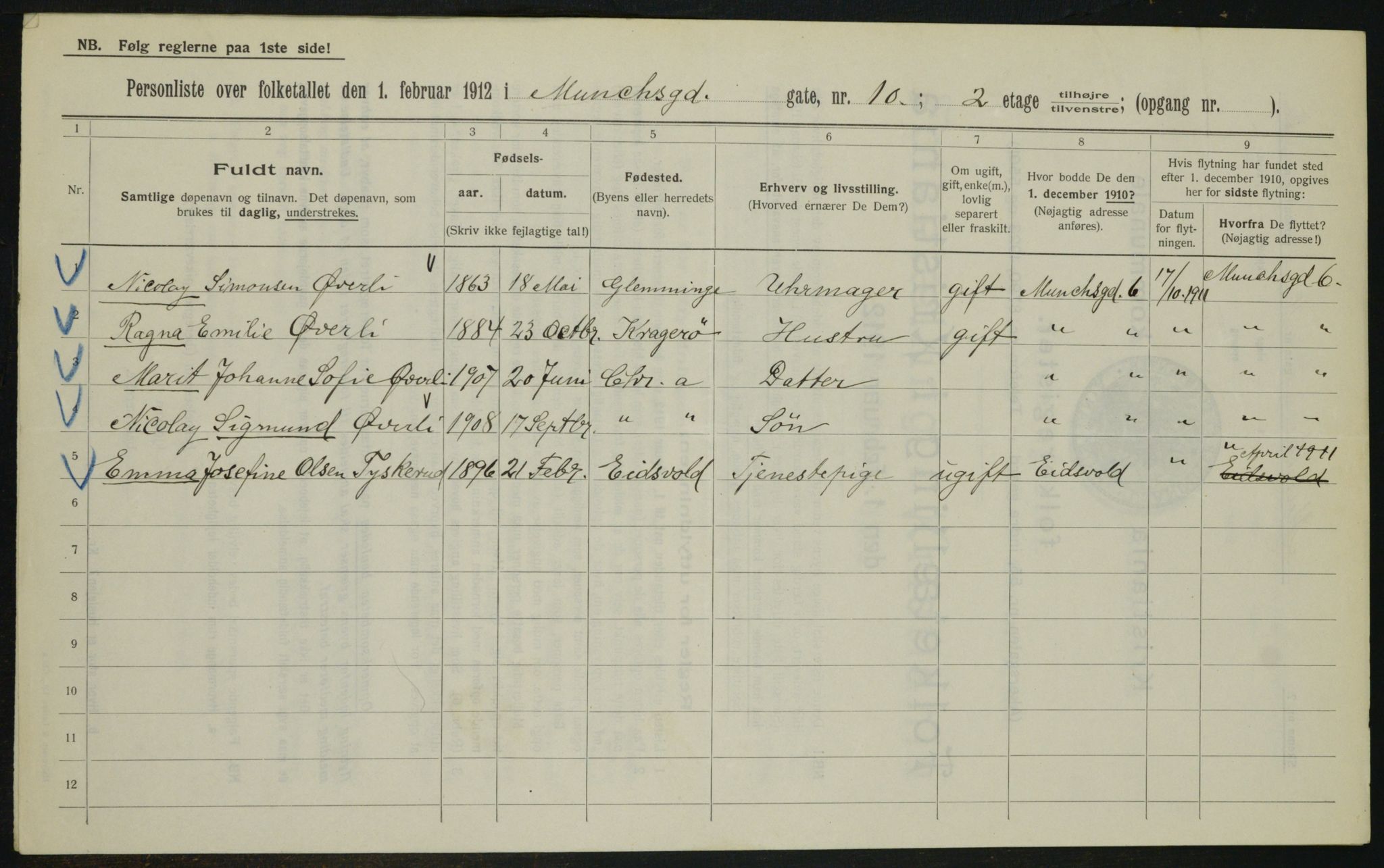 OBA, Municipal Census 1912 for Kristiania, 1912, p. 67200