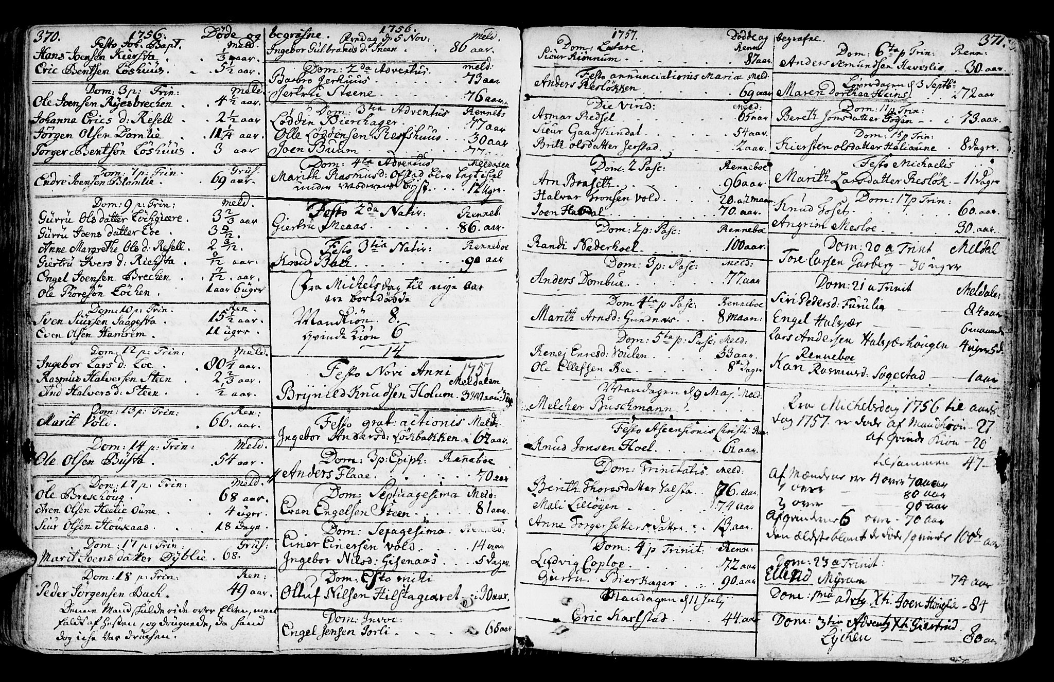 Ministerialprotokoller, klokkerbøker og fødselsregistre - Sør-Trøndelag, SAT/A-1456/672/L0851: Parish register (official) no. 672A04, 1751-1775, p. 370-371