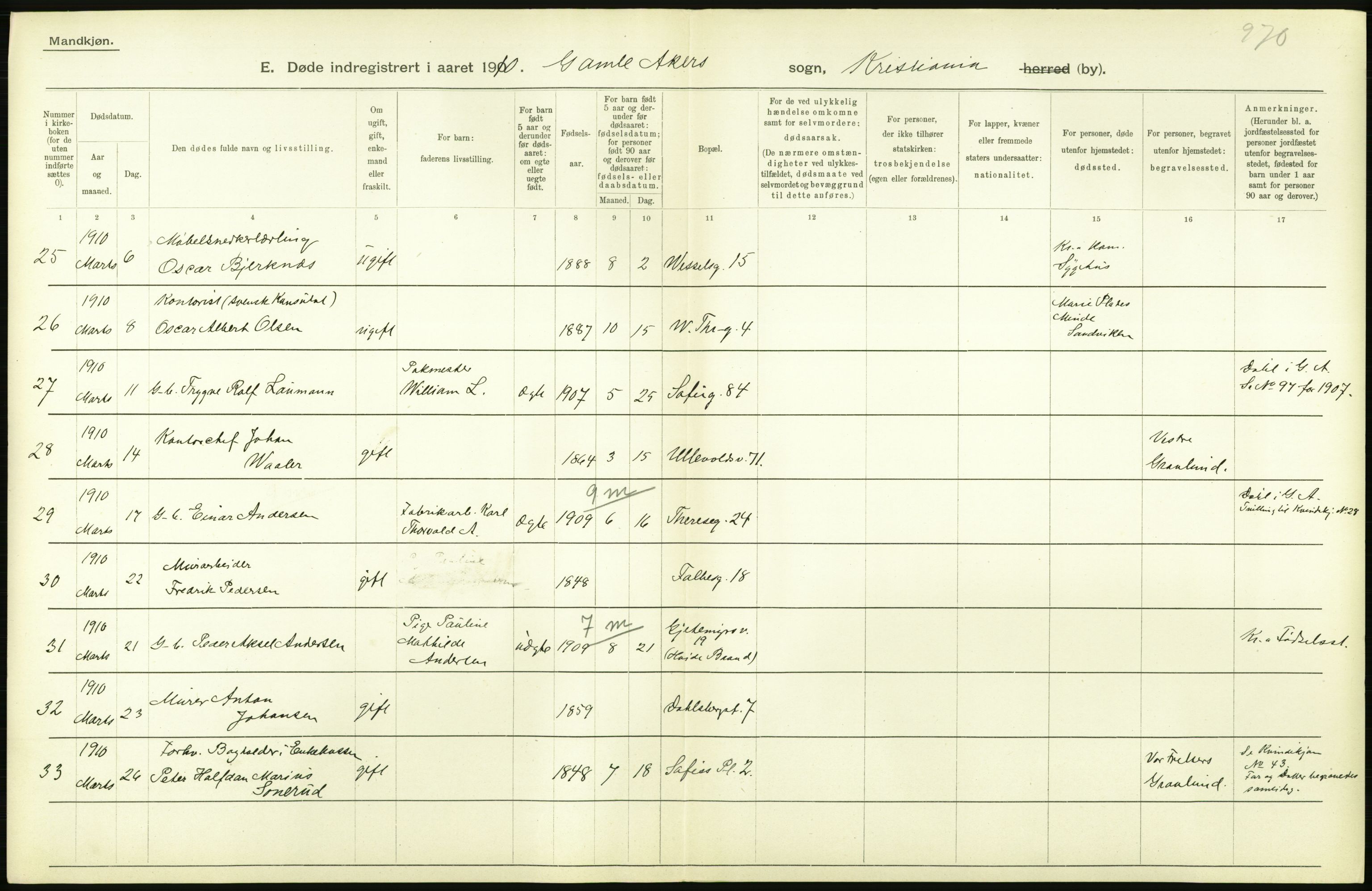 Statistisk sentralbyrå, Sosiodemografiske emner, Befolkning, RA/S-2228/D/Df/Dfa/Dfah/L0008: Kristiania: Døde, 1910, p. 914