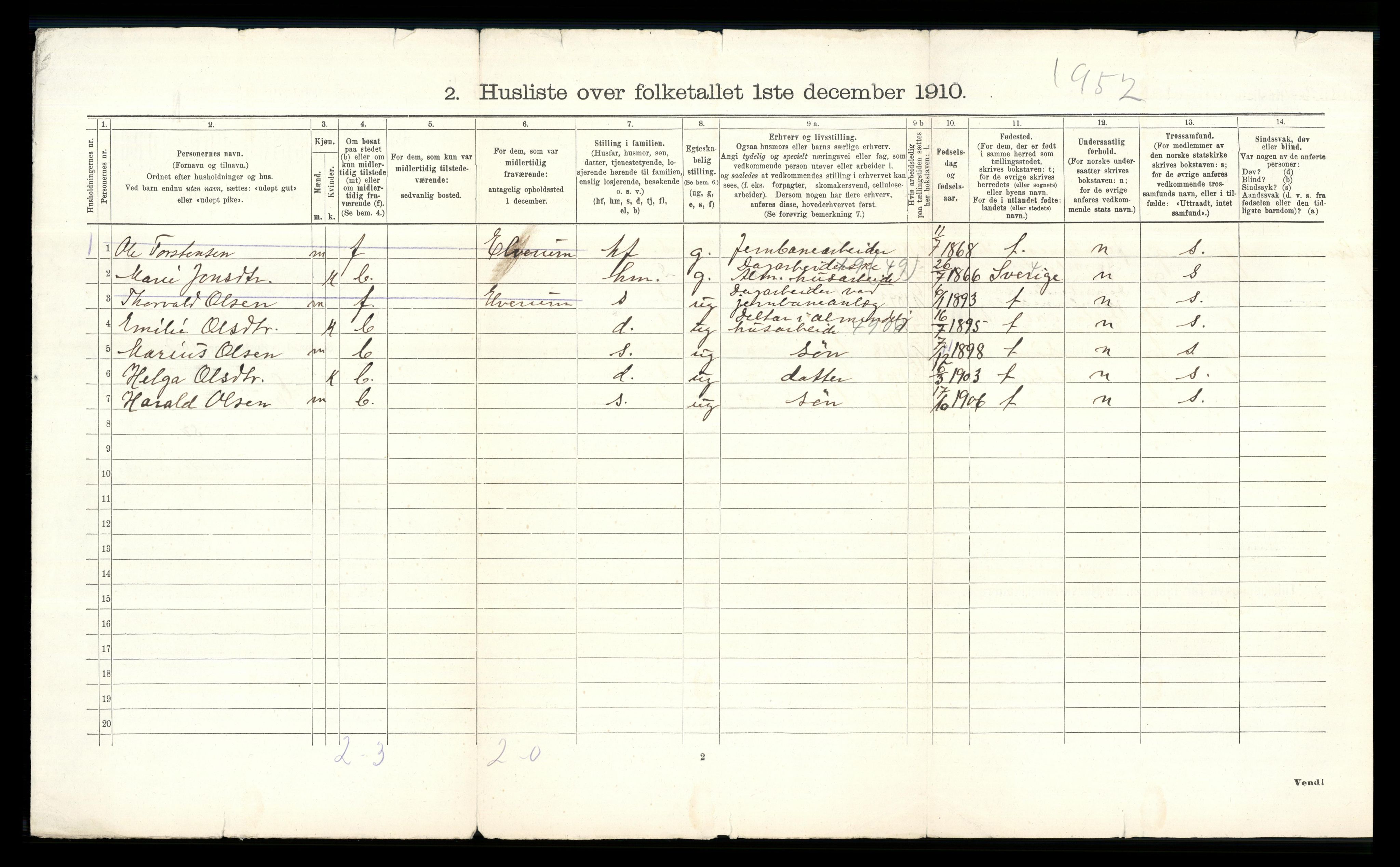 RA, 1910 census for Grue, 1910, p. 736