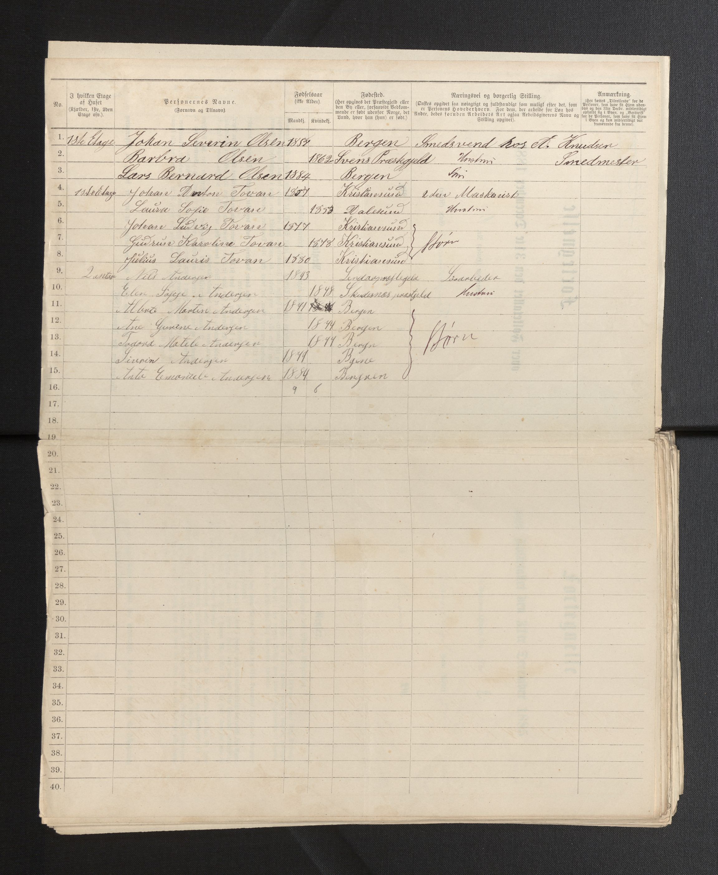 SAB, 1885 census for 1301 Bergen, 1885, p. 7435