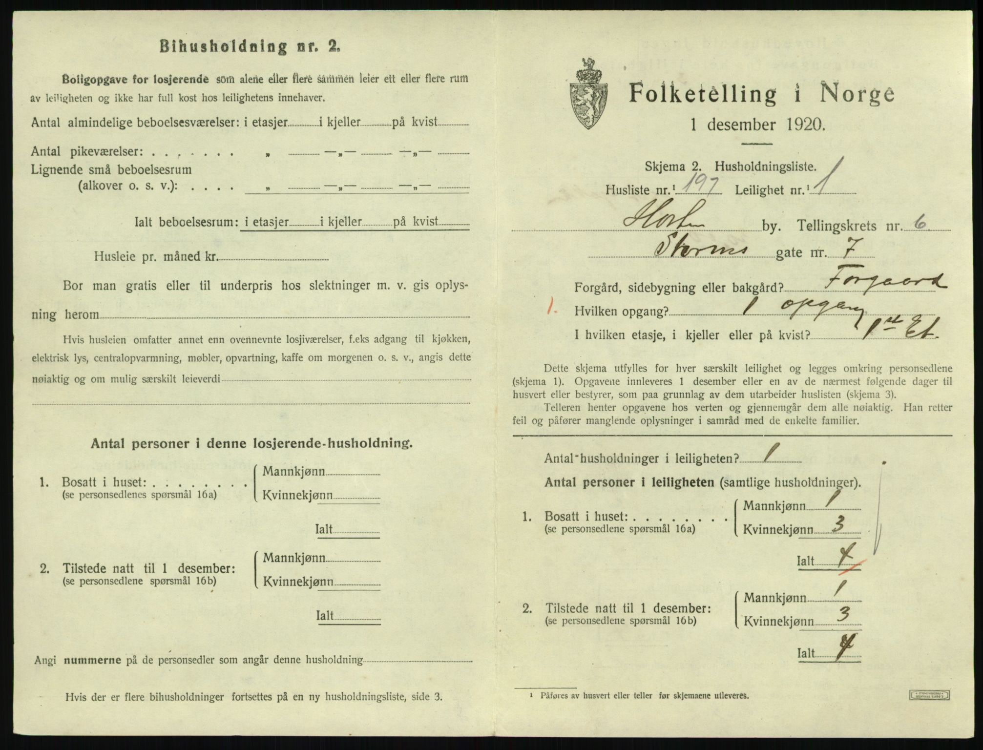 SAKO, 1920 census for Horten, 1920, p. 7151