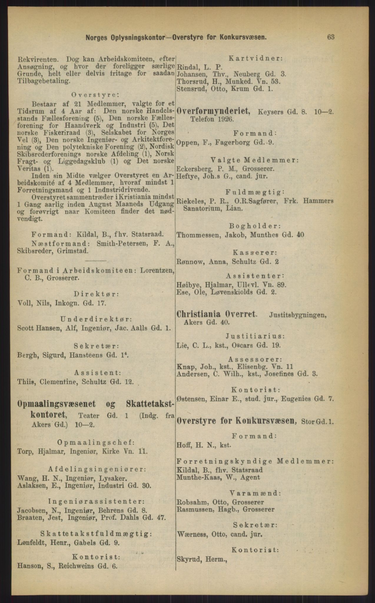 Kristiania/Oslo adressebok, PUBL/-, 1903, p. 63