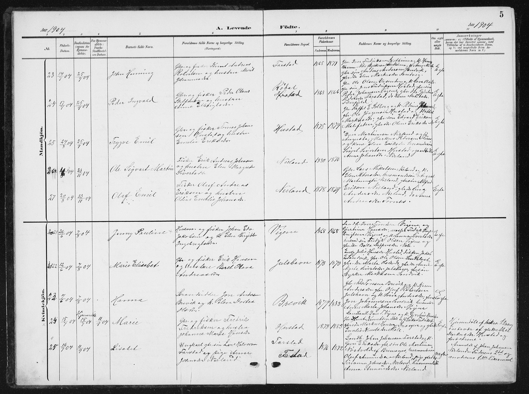 Ministerialprotokoller, klokkerbøker og fødselsregistre - Møre og Romsdal, AV/SAT-A-1454/567/L0784: Parish register (copy) no. 567C04, 1903-1938, p. 5