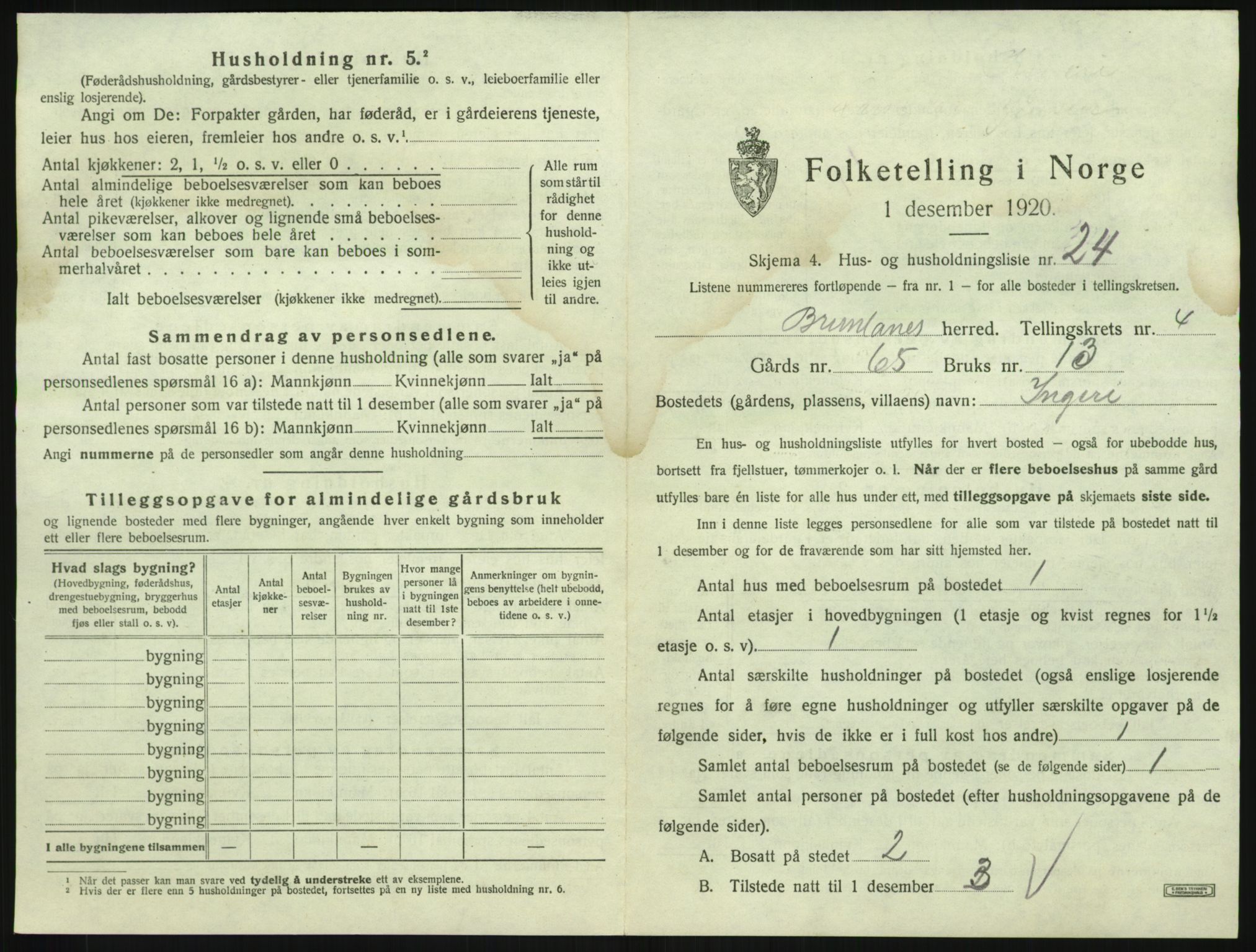 SAKO, 1920 census for Brunlanes, 1920, p. 767