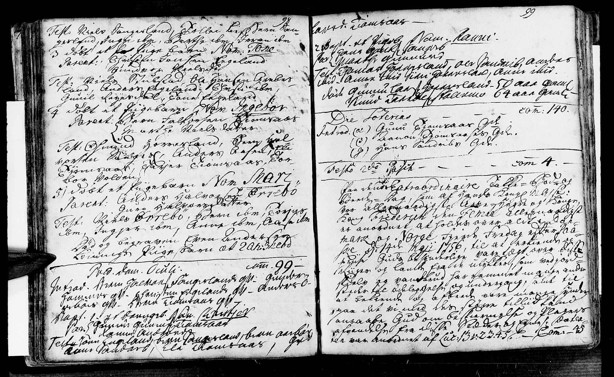 Vennesla sokneprestkontor, AV/SAK-1111-0045/Fa/Fac/L0001: Parish register (official) no. A 1, 1743-1784, p. 98-99